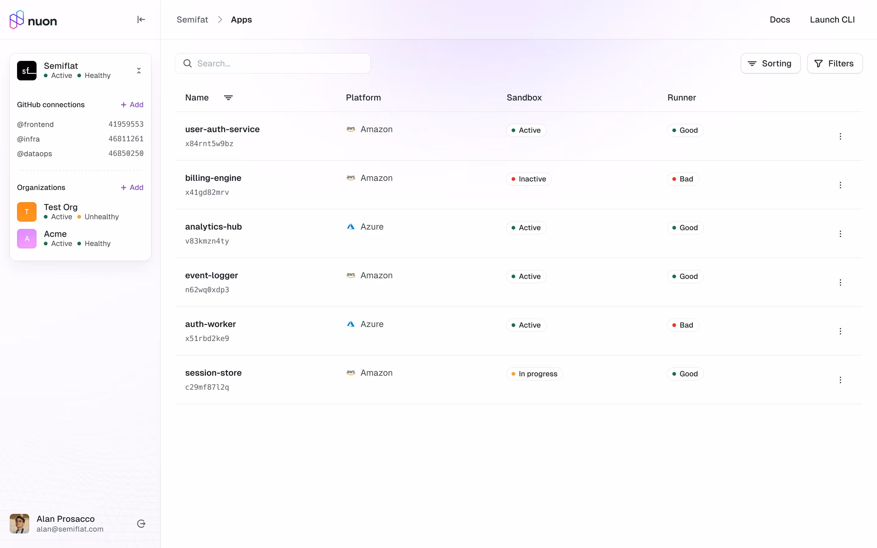 Menu dropdown