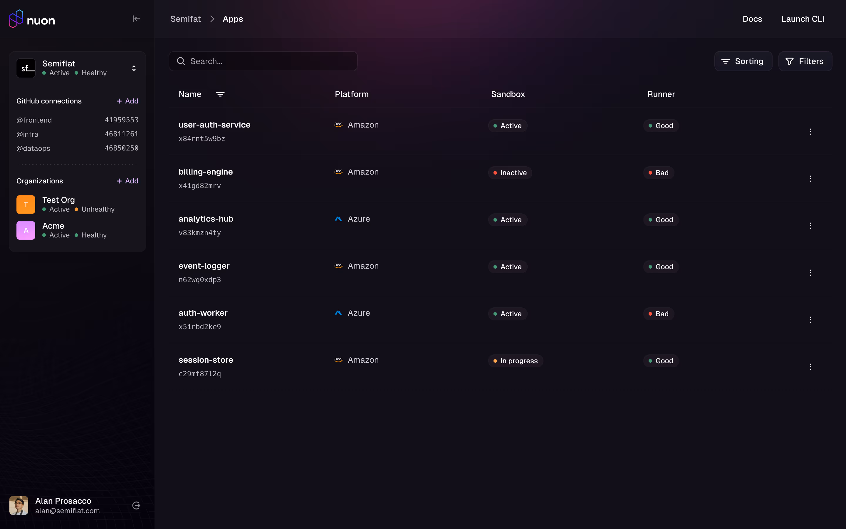 Menu dropdown