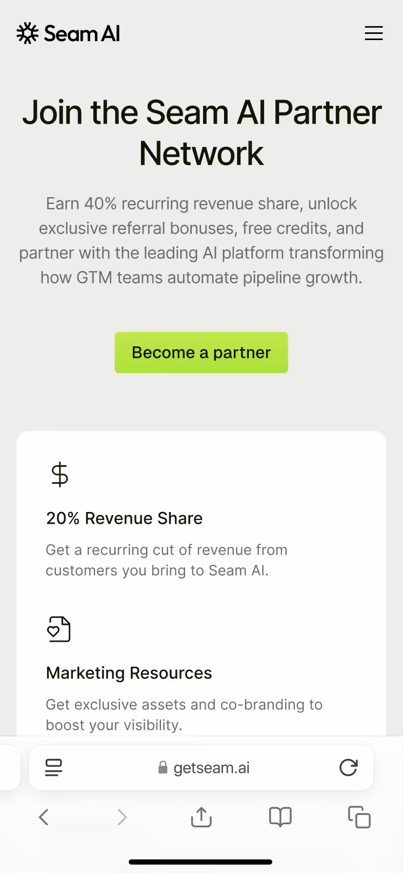Seam AI - partners mobile