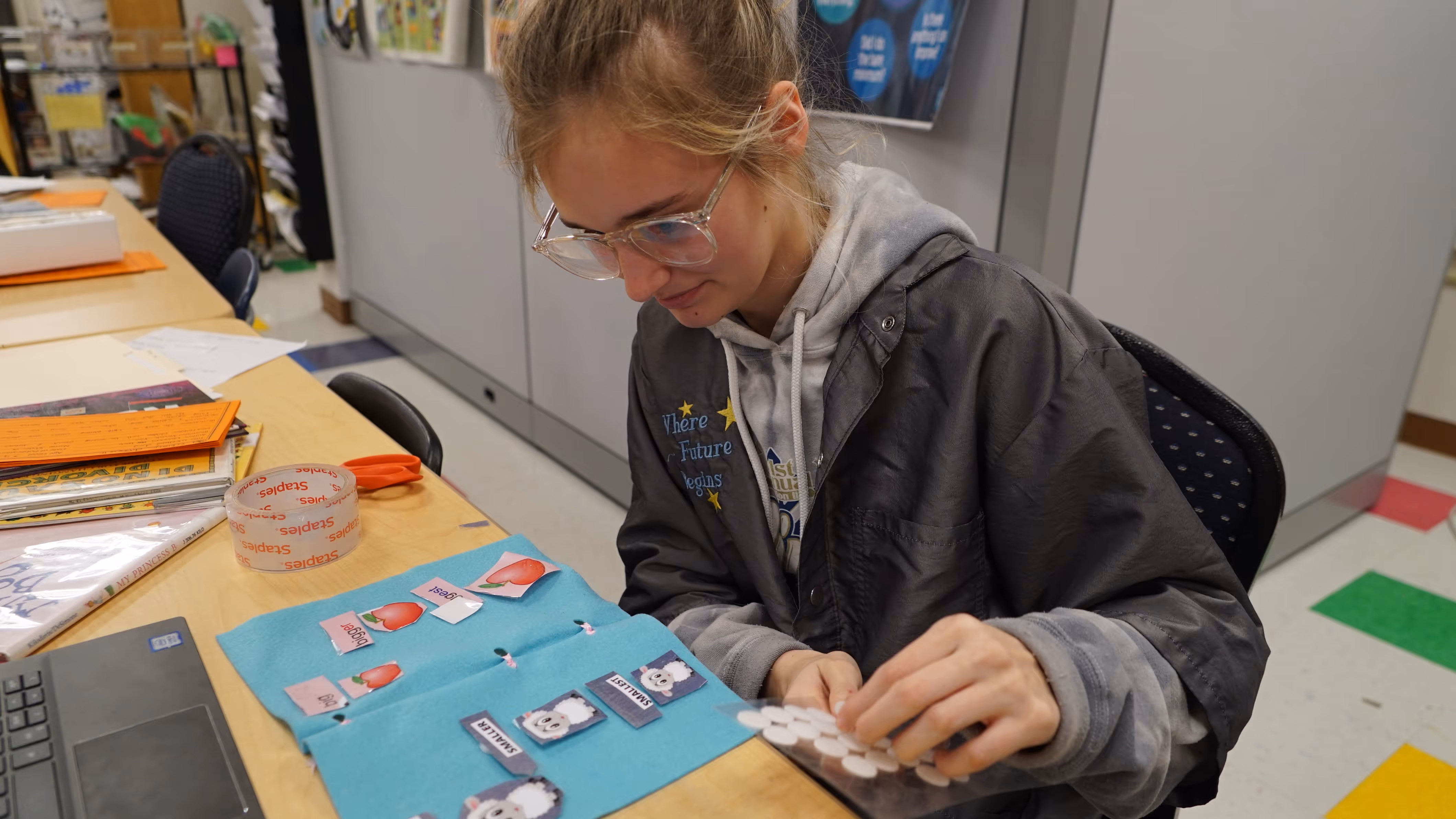 Student working on class project
