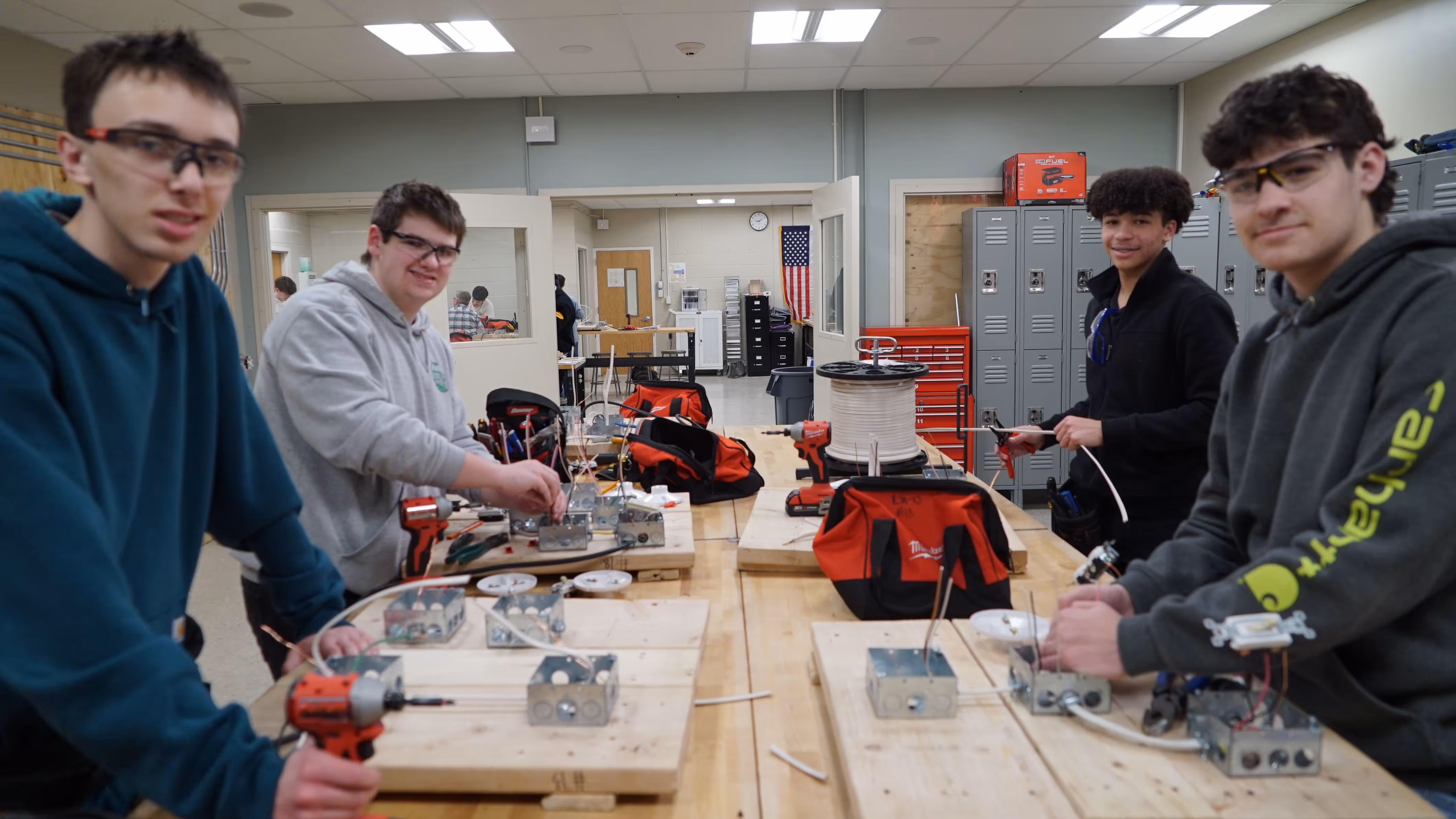 Students working on lab