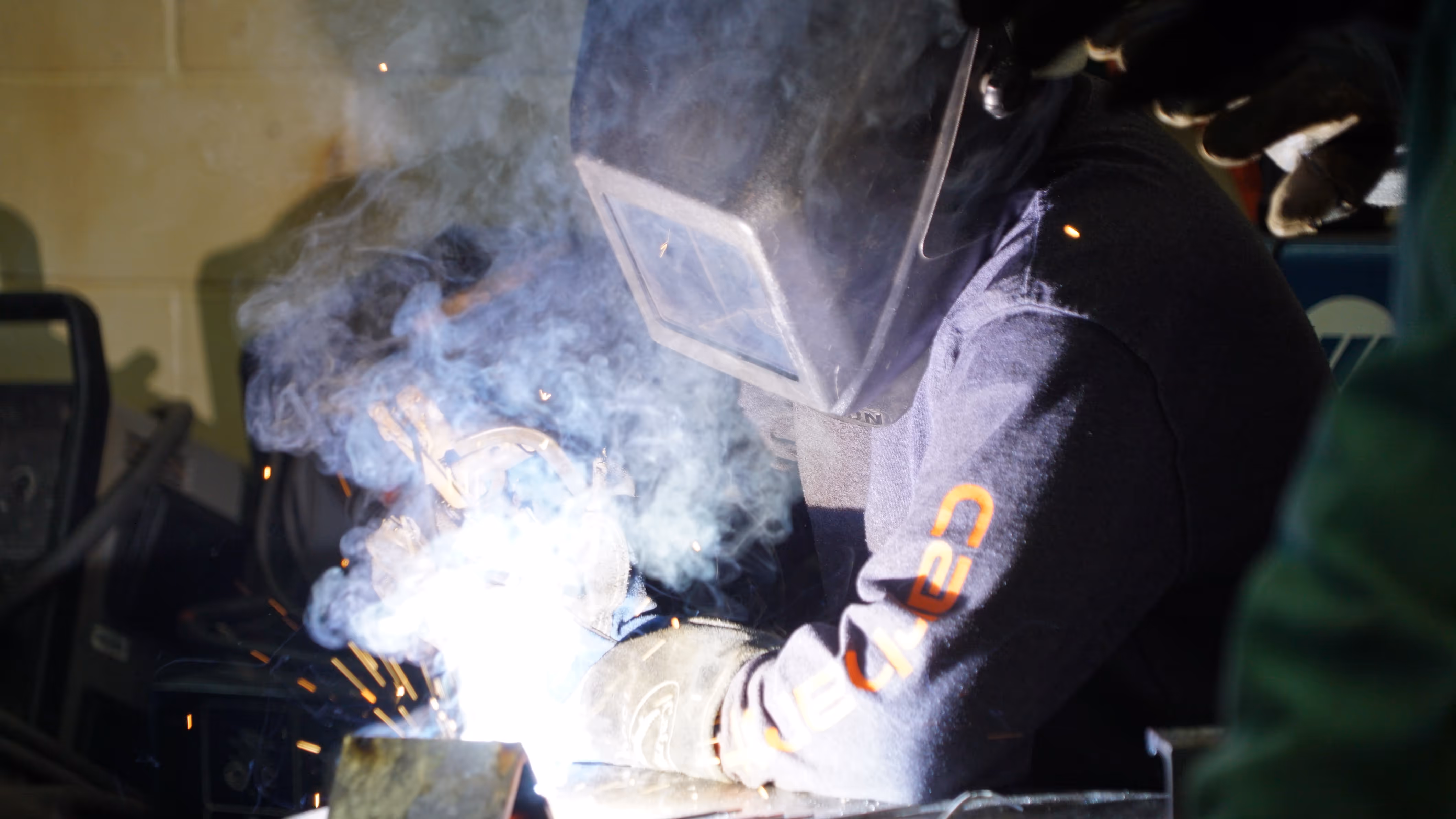 Student welding