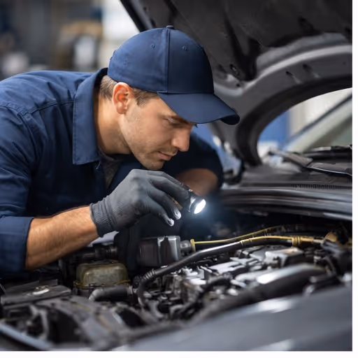 Technician working on car