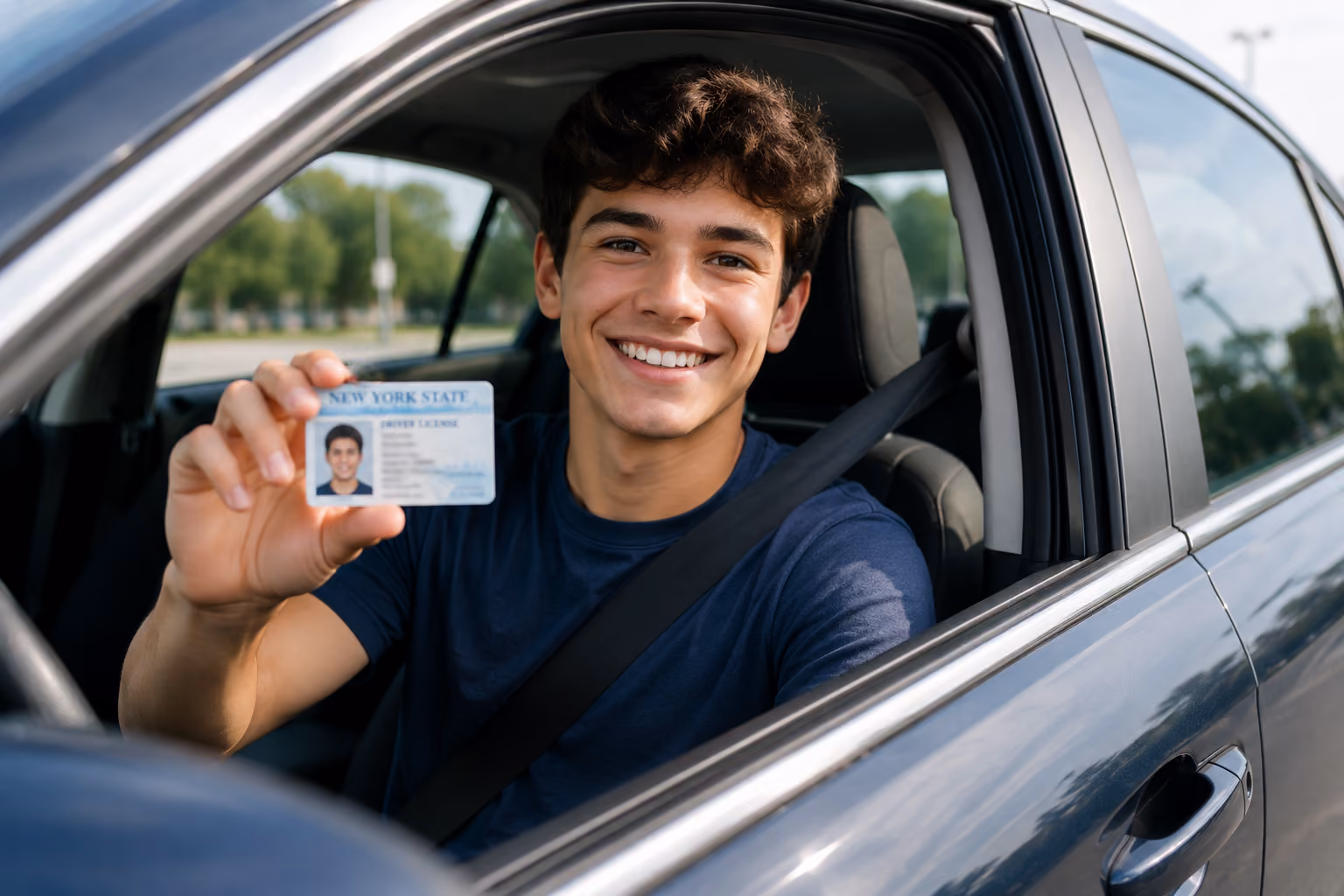 Student Showing his driver license