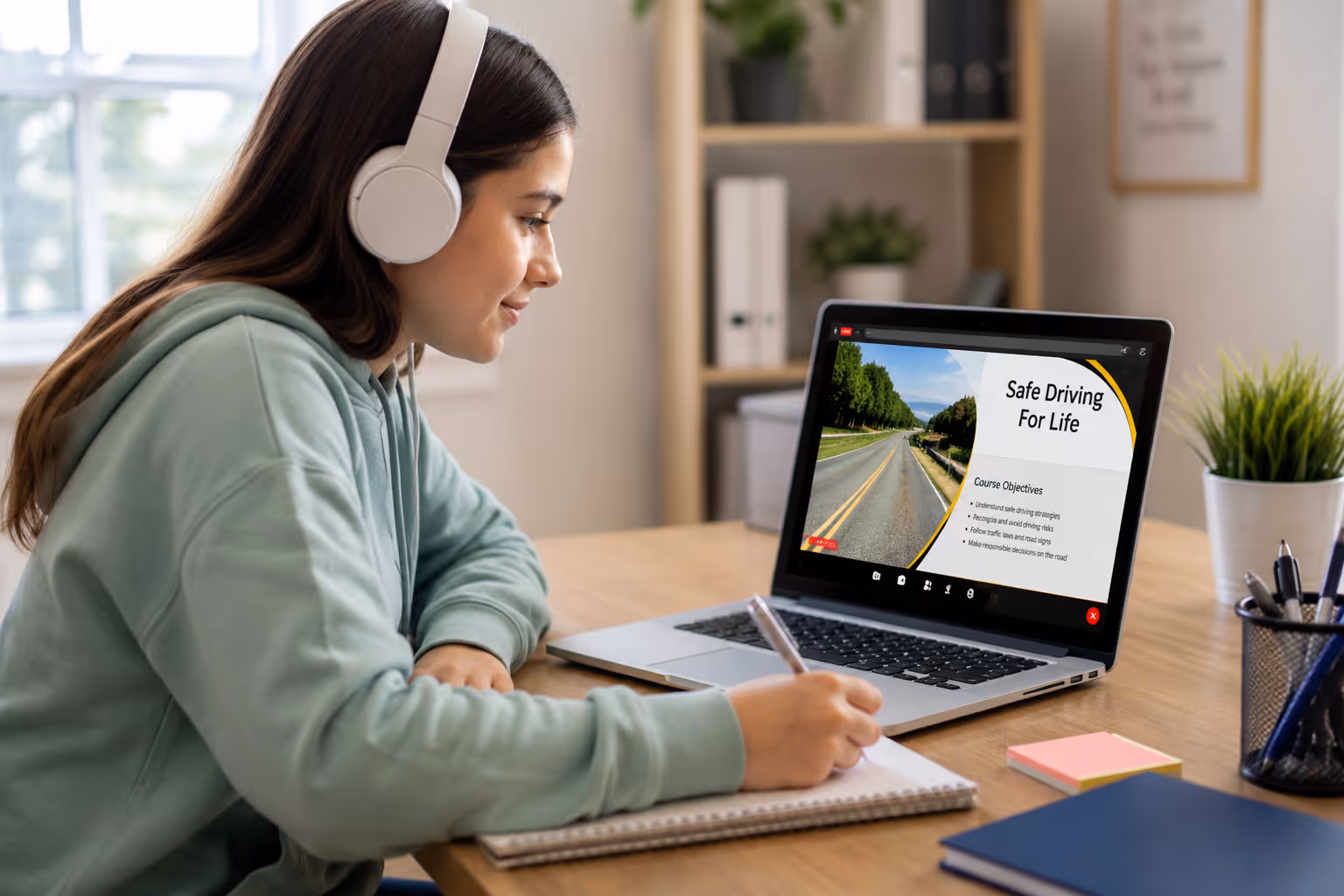 Student taking course online