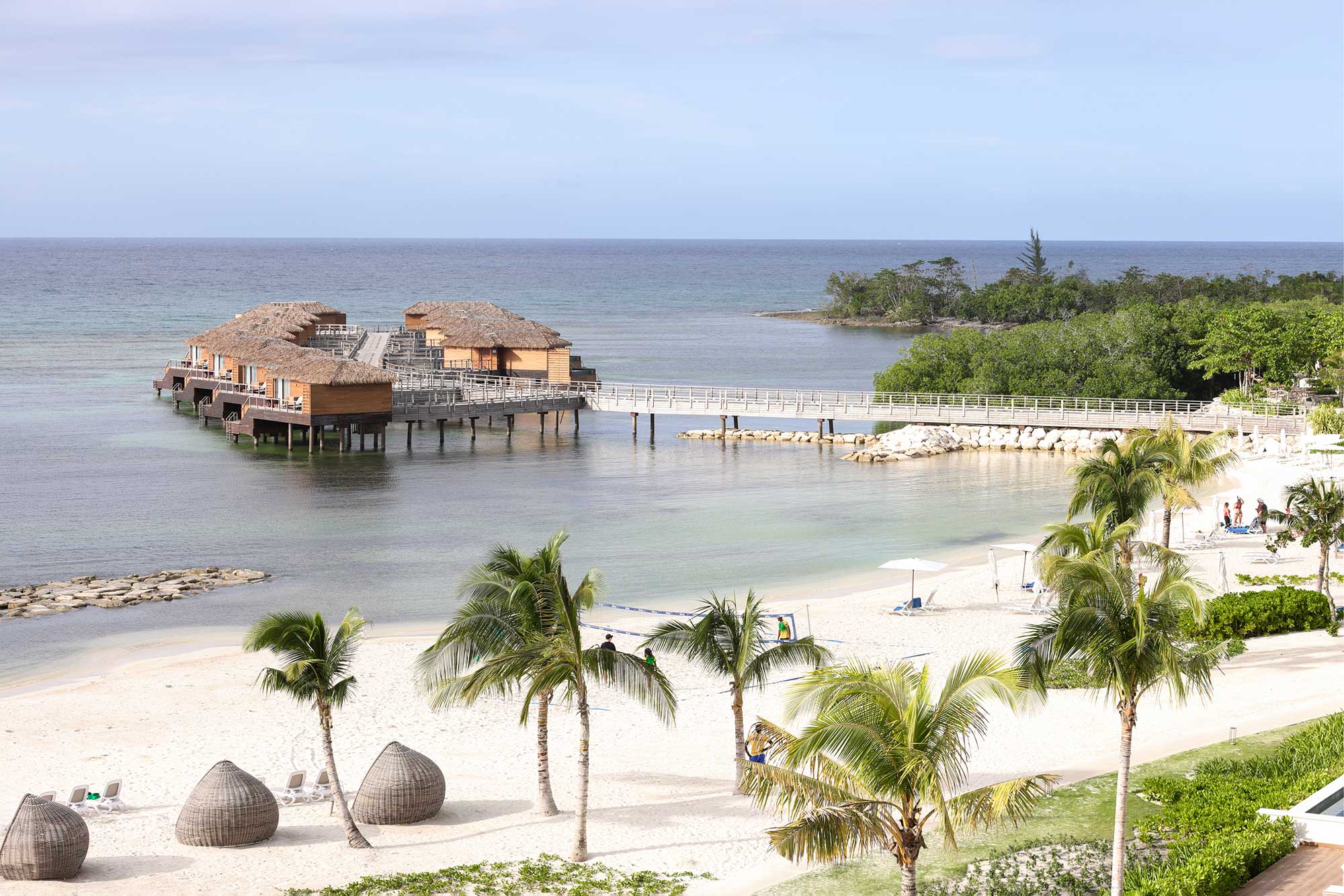 Beach and over water villas