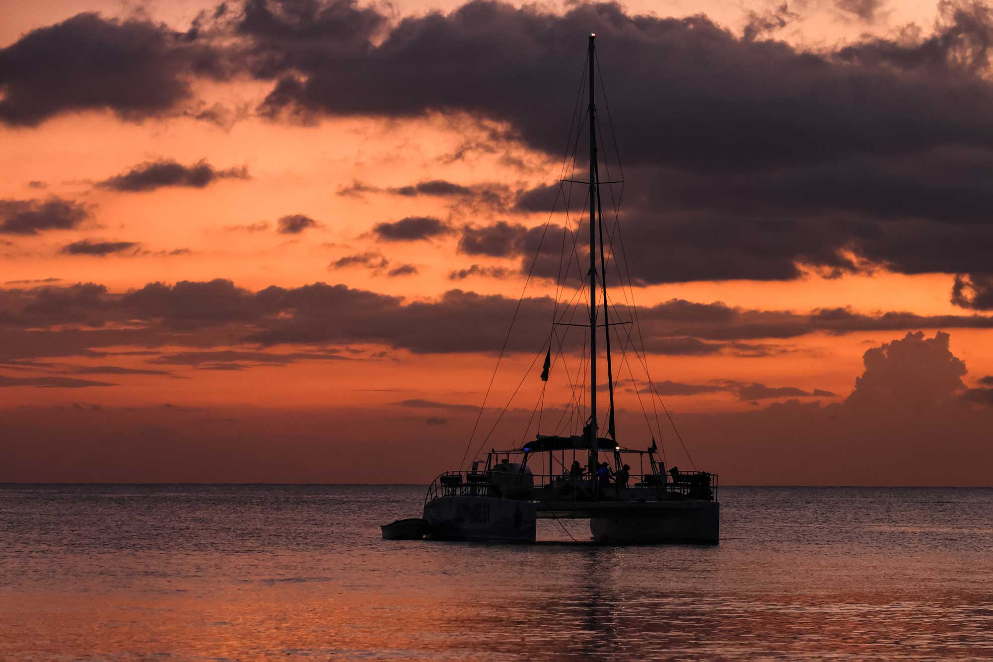 Jamwest Catamaran at sunset