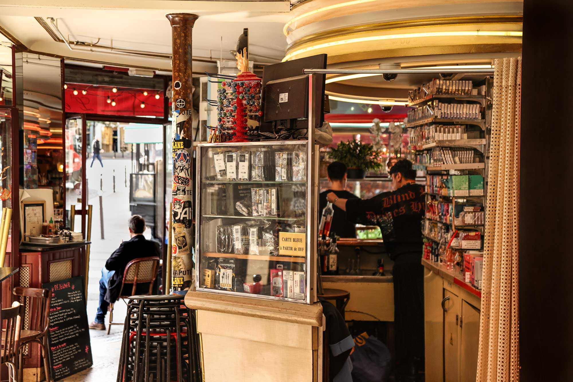 Inside a typical café, Rue Amelot, near Le Marais