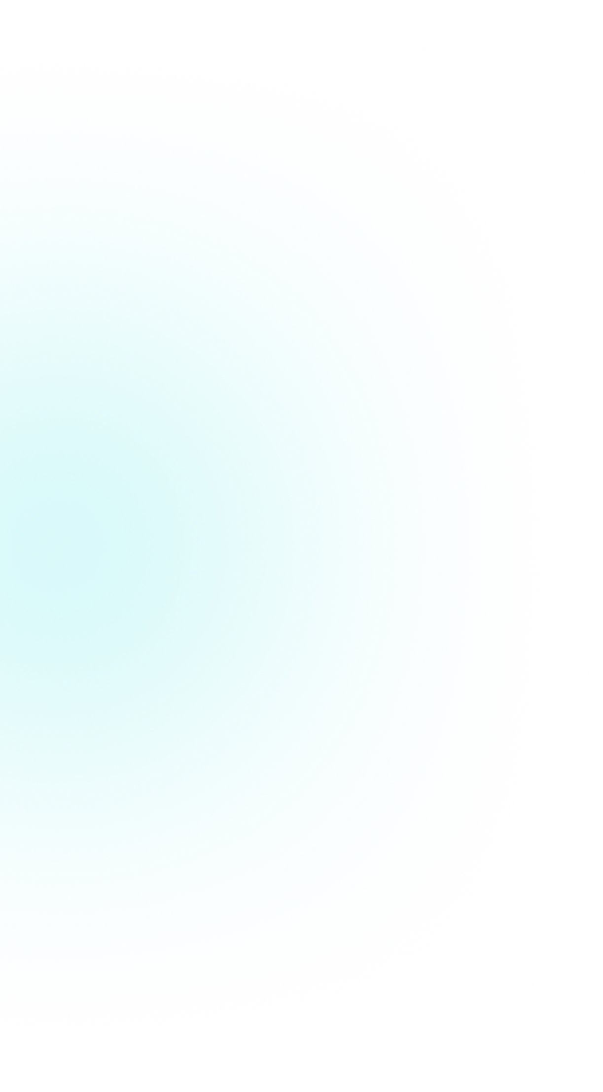 Blurred turquoise circular gradient with scattered particles fading outward on white background.