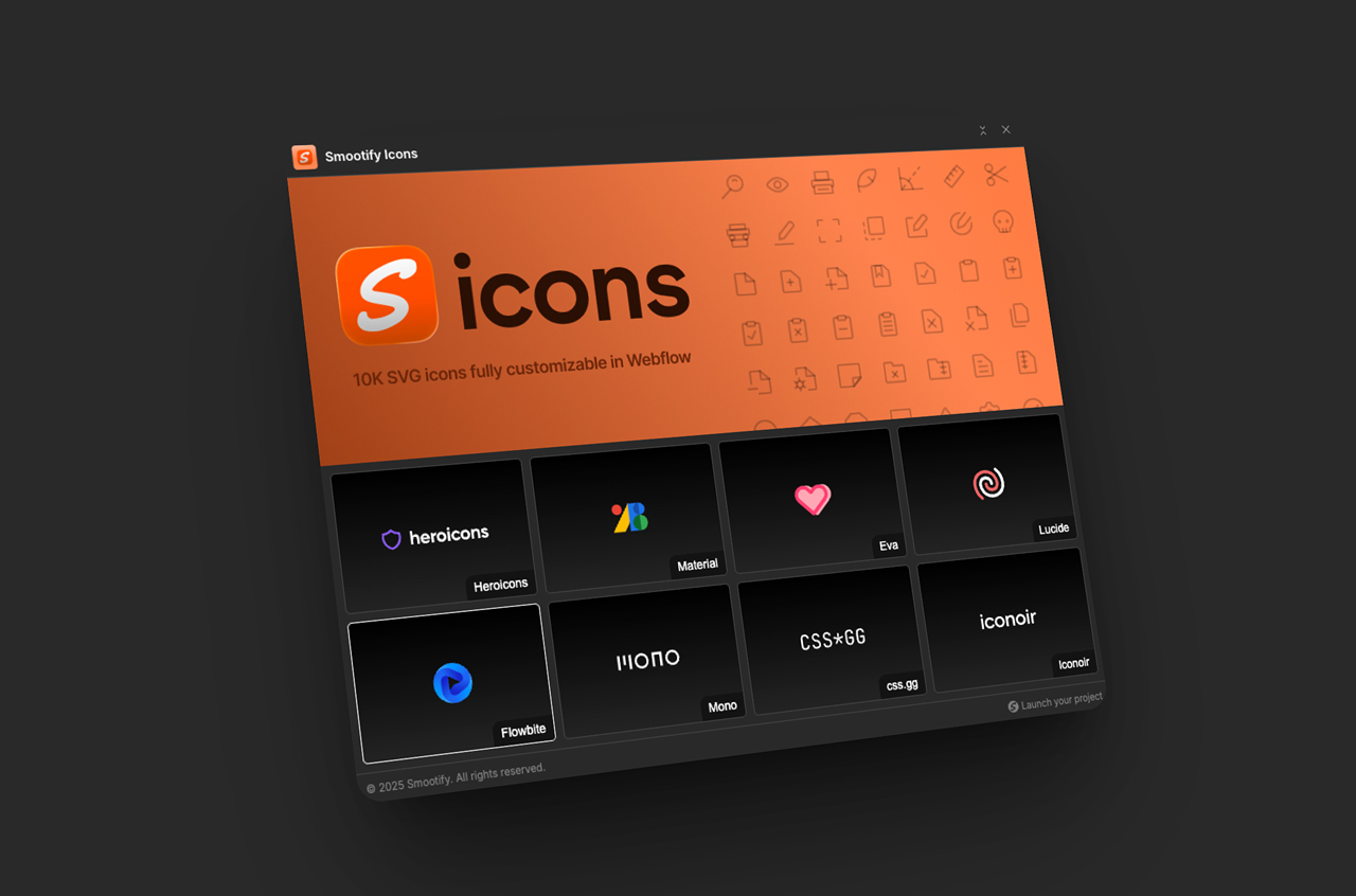 Say hello to Smootify Icons | Webflow and Shopify, connected! | Smootify.io