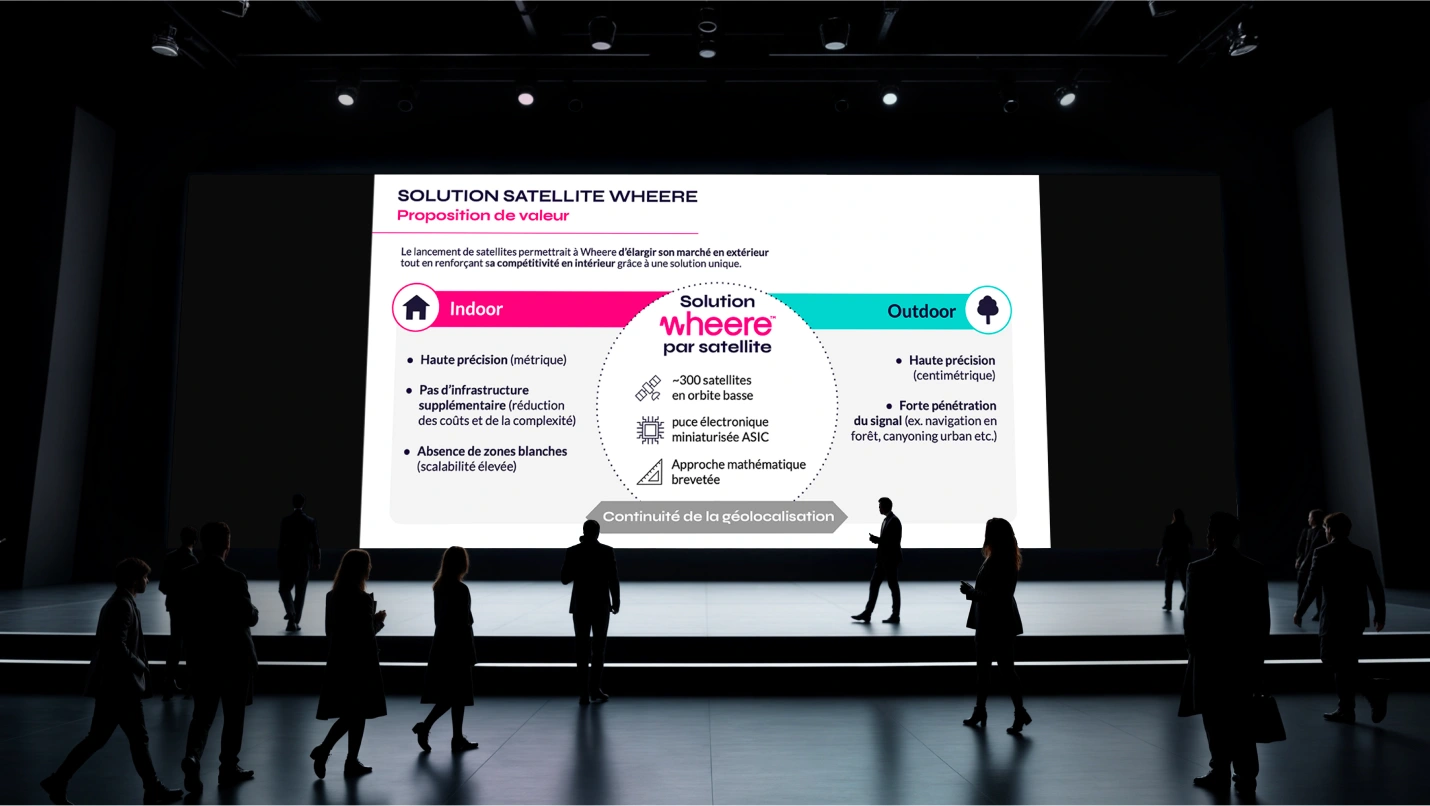 Slide de présentation lors d'une conférence Wheere