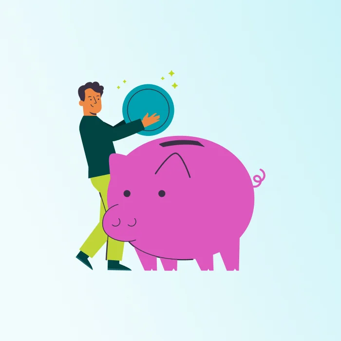 Illustration colorée d'une personne mettant une pièce dans une tireline