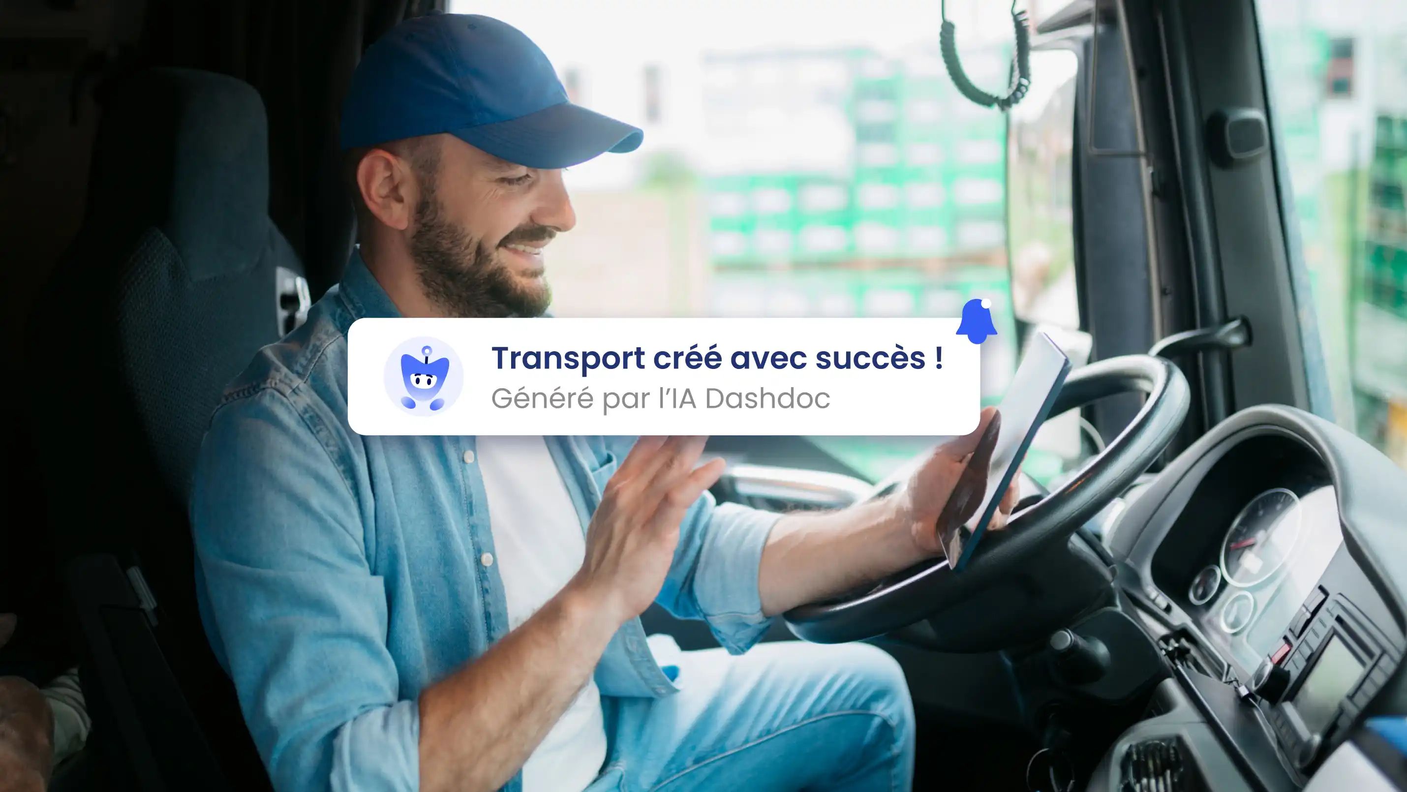 Conducteur d'un camion avec une notification