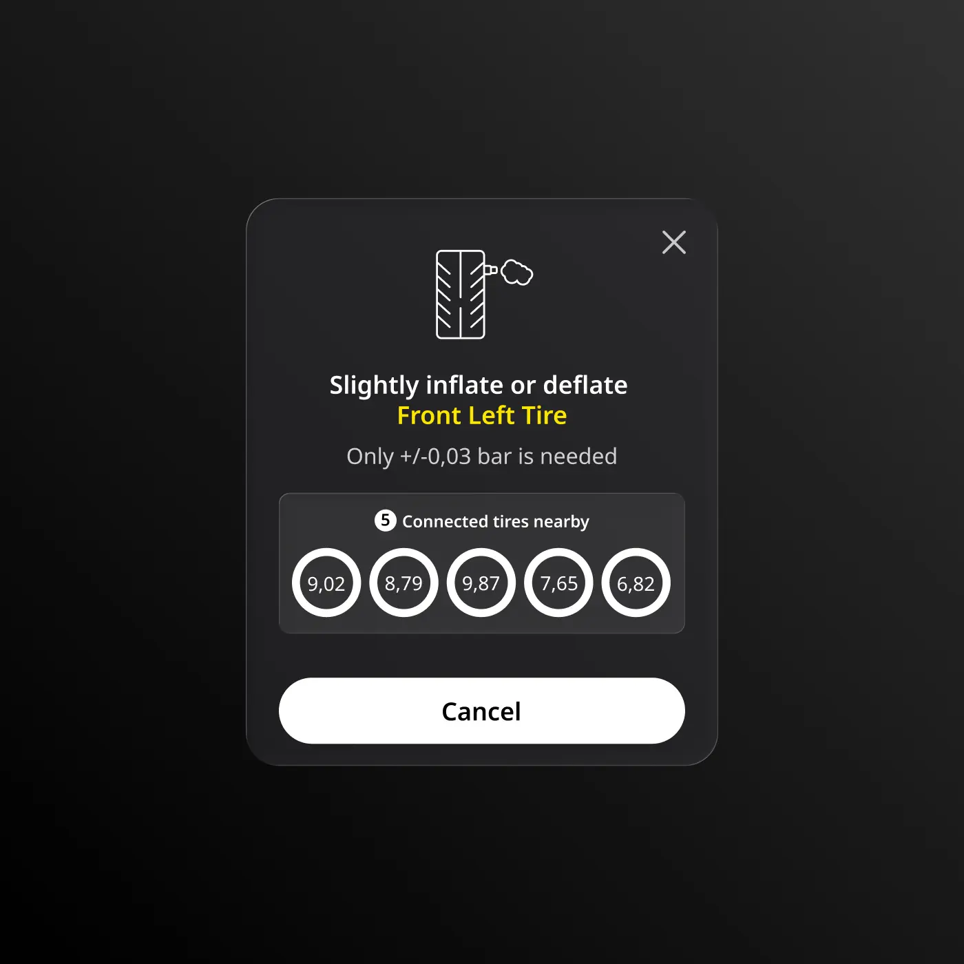 Modale de détection des pneus