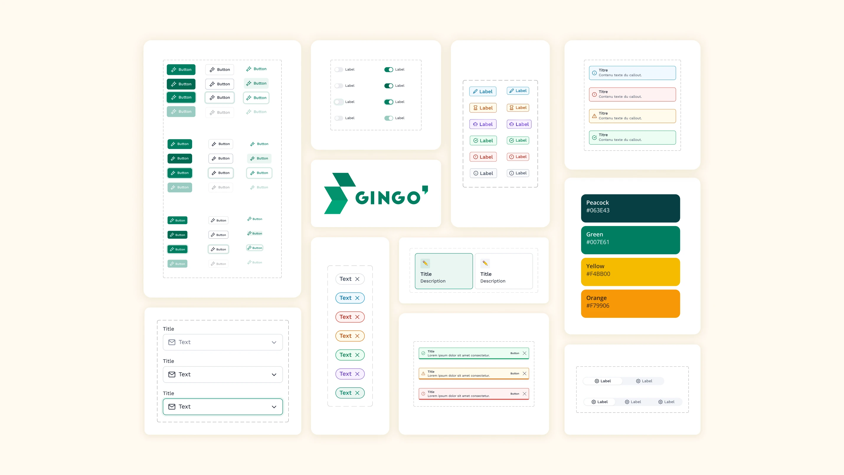 Composants du Design System de Gingo