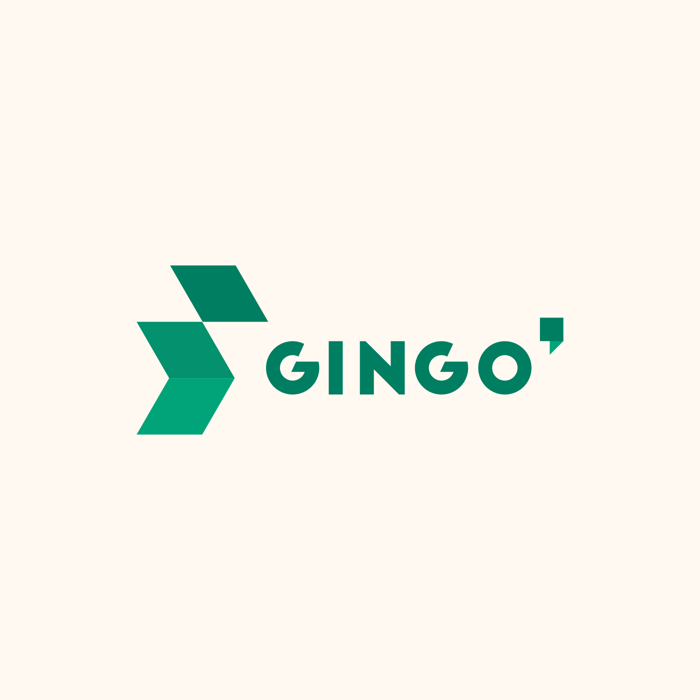 Logo Gingo vert sur un fond beige