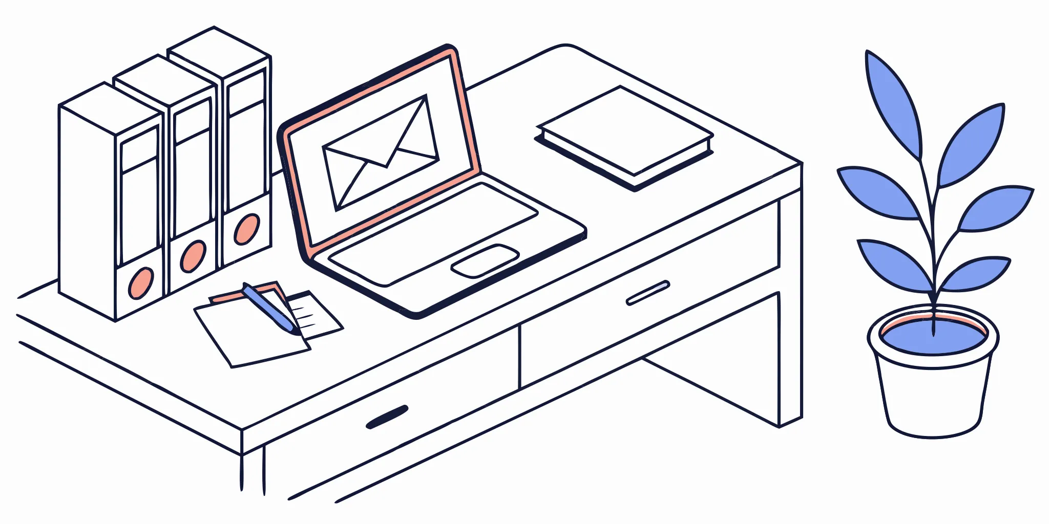 Email marketing agency tools on a desk.