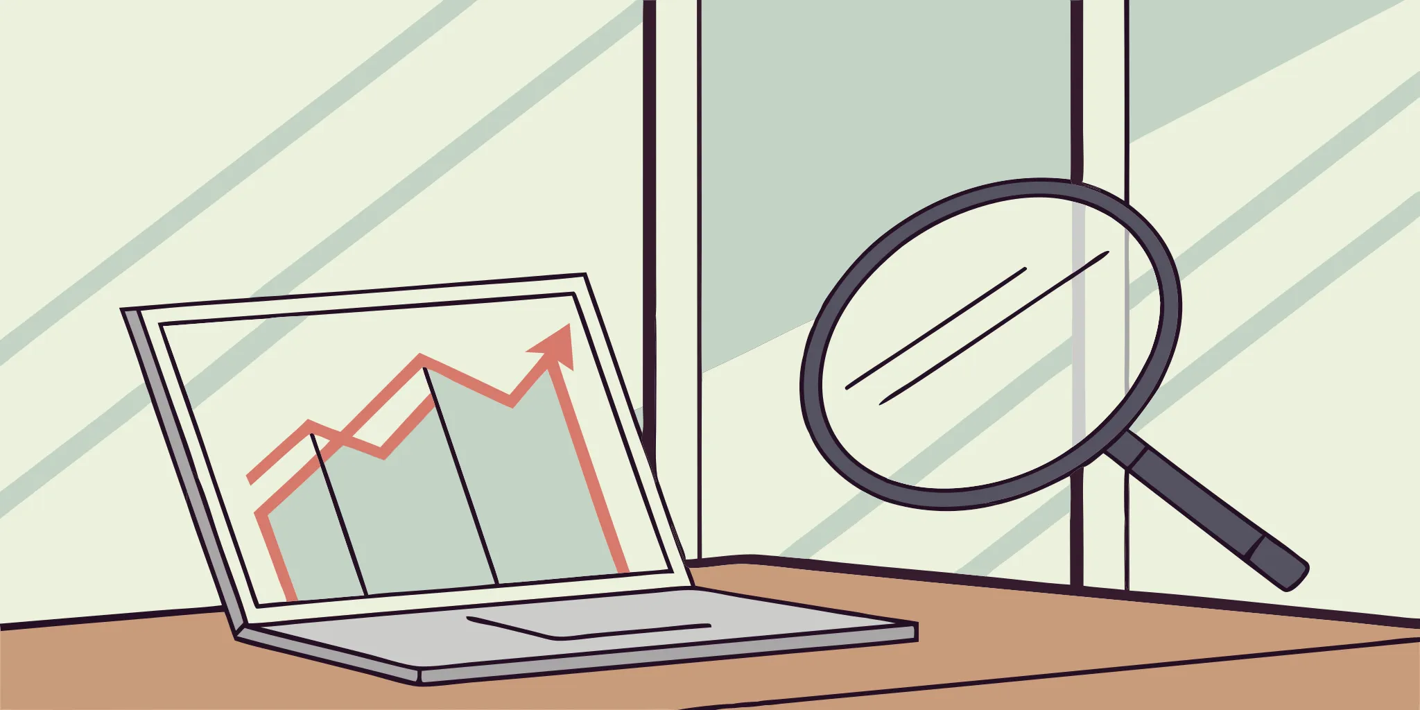 Cold email campaign analytics shown on laptop with growth chart.