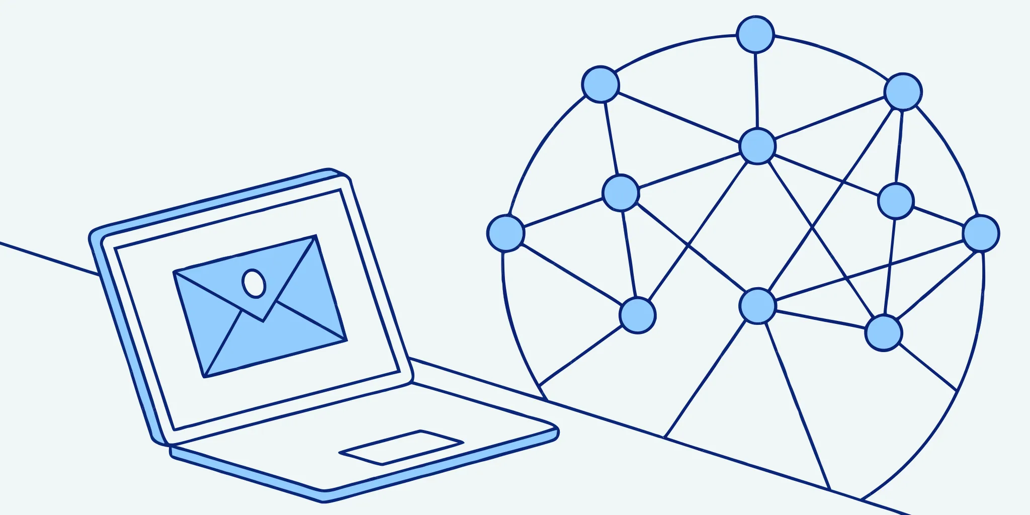 Email automation setup on a laptop.