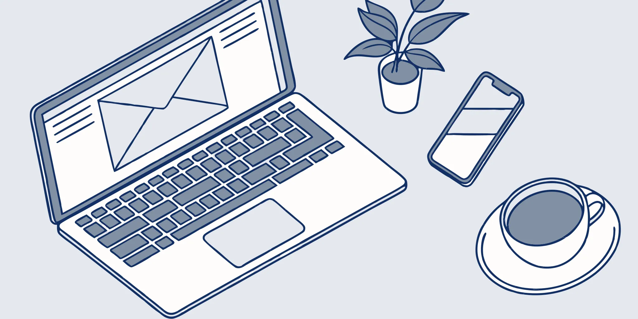 Gmail business email setup on laptop with smartphone nearby.