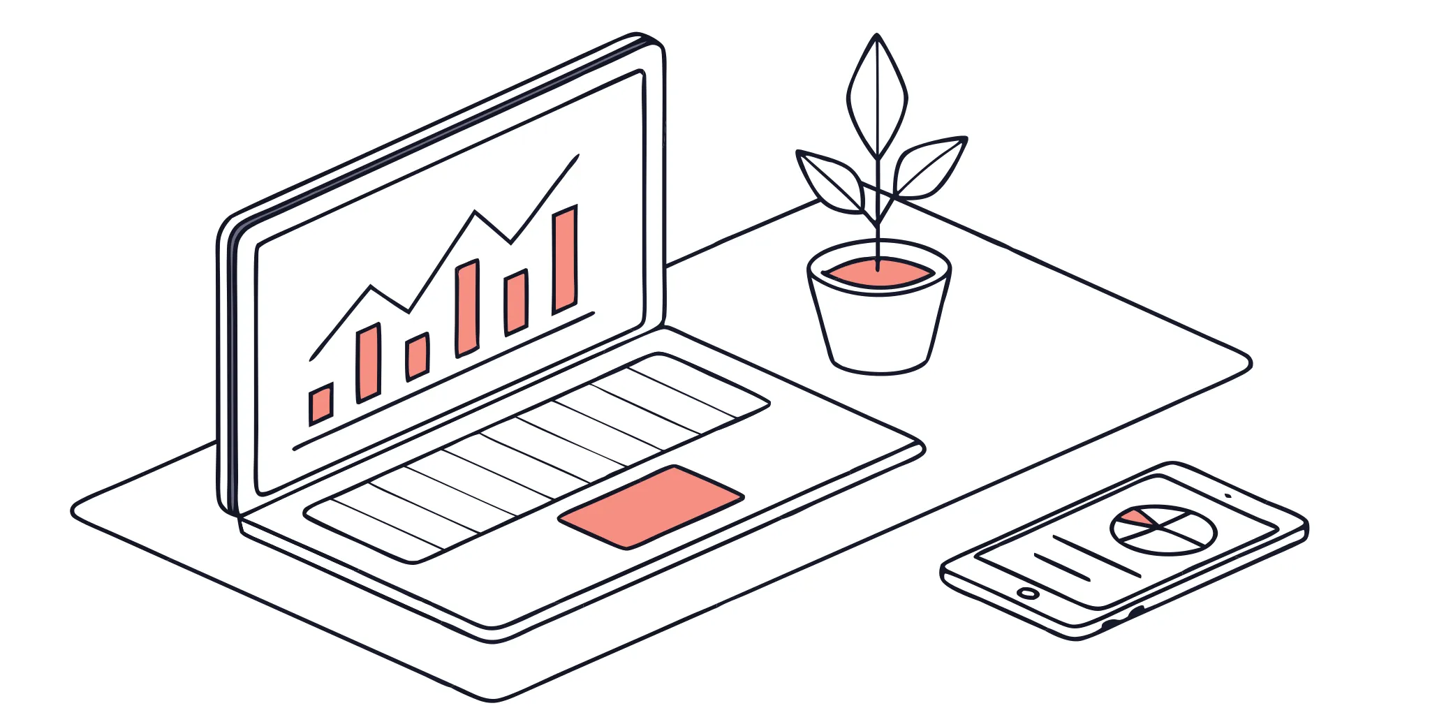 Email marketing analytics dashboard on laptop and mobile phone.