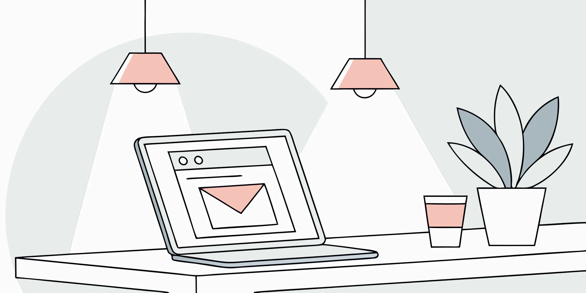 Laptop on a desk showing an email icon for an email marketing strategy.