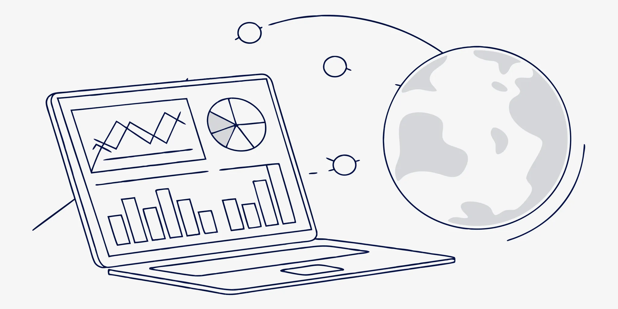 Laptop with analytics from the best cold email software next to a globe.