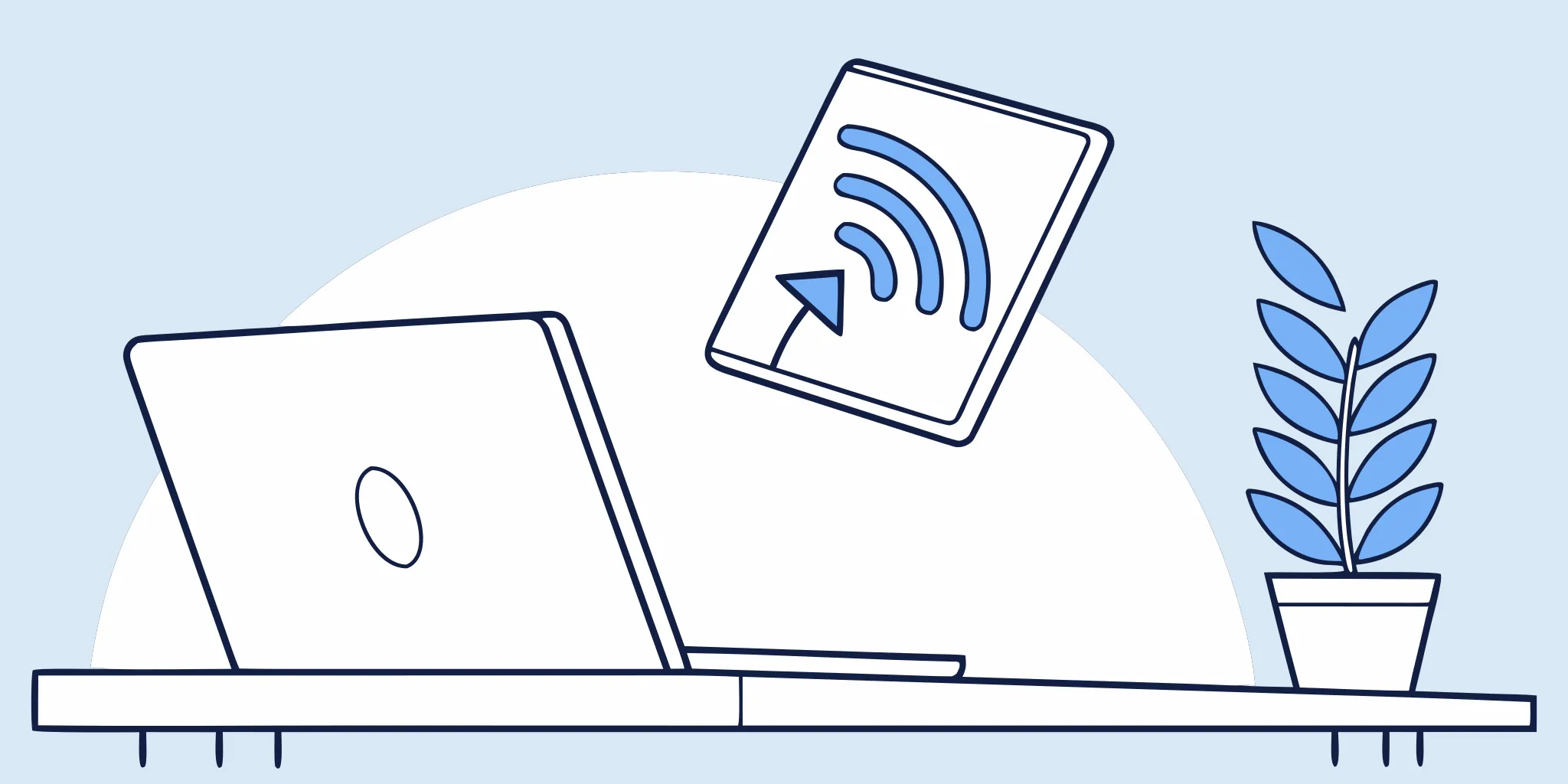 Laptop and tablet with an AI icon for the best AI email generator.