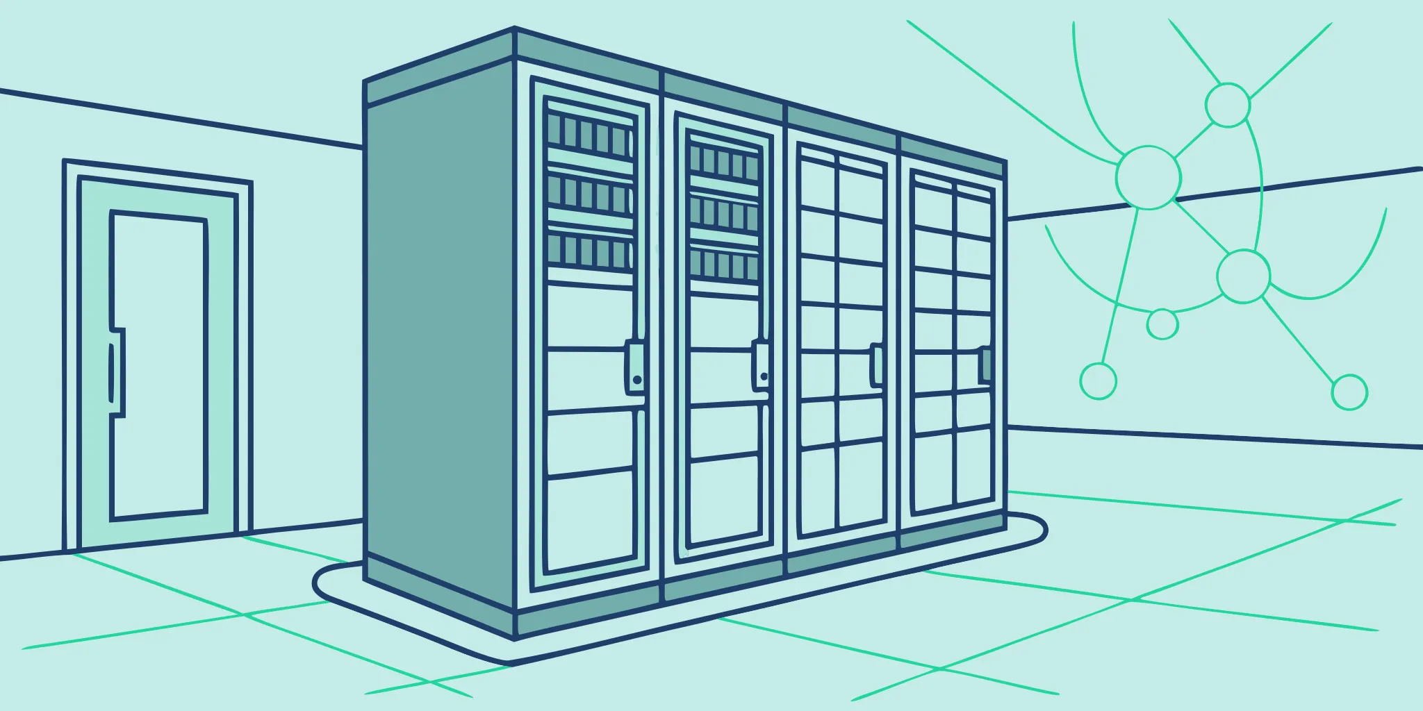 Data center server racks managing the DNS settings for cold email deliverability.