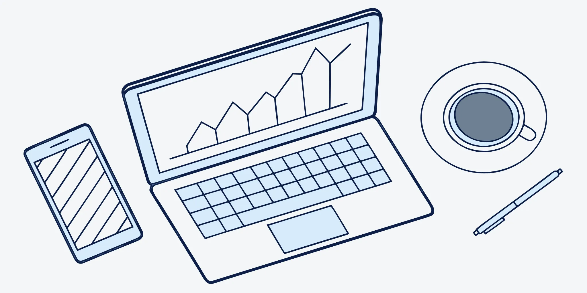 Laptop on a desk showing analytics for an enterprise cold email outreach campaign.