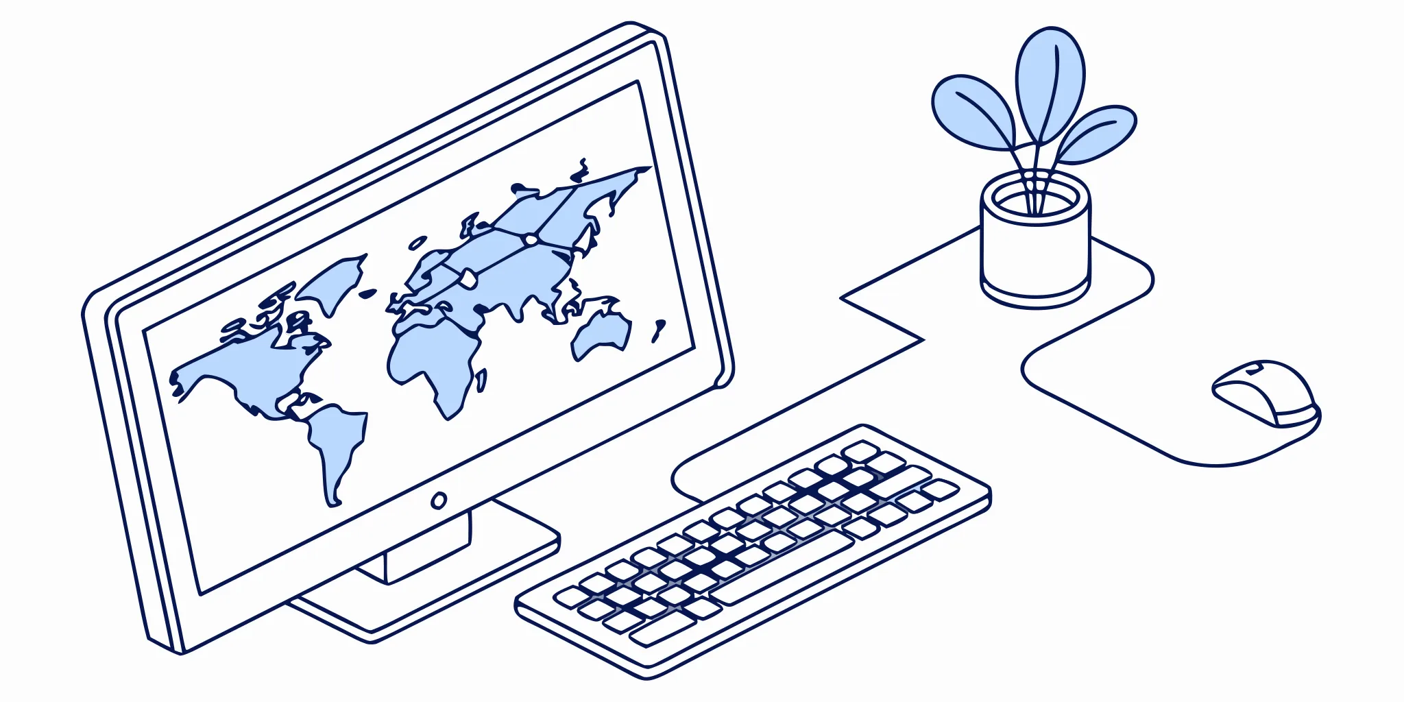 A computer monitor showing a world map, set up to scale cold email outreach.