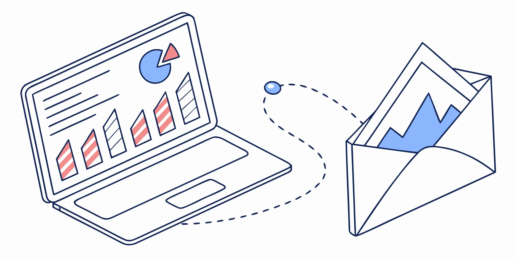 Laptop showing performance analytics for a scalable cold email platform.