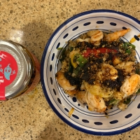 Protein Bowl with Umami Everything on a kitchen counter.