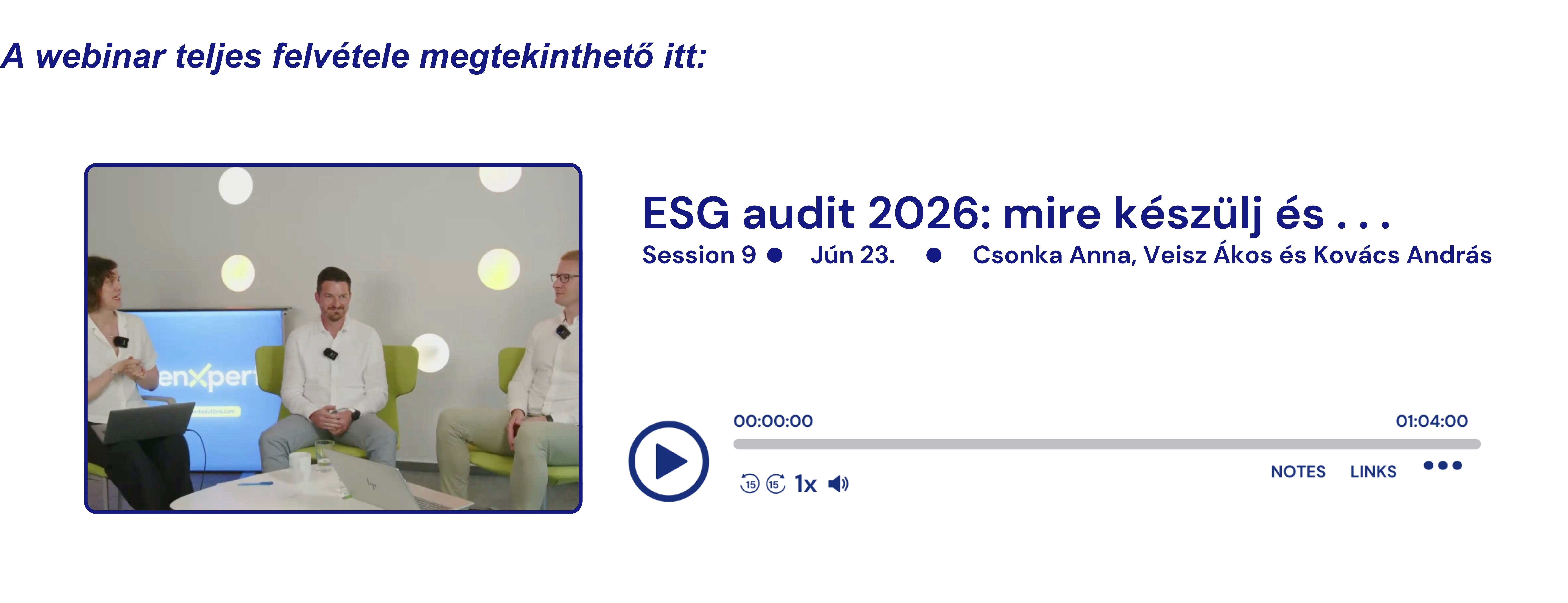 ESG tanúsítás 2026 on-demand webinár – Denxpert, BDO Magyarország és IMSYS szakértői előadása