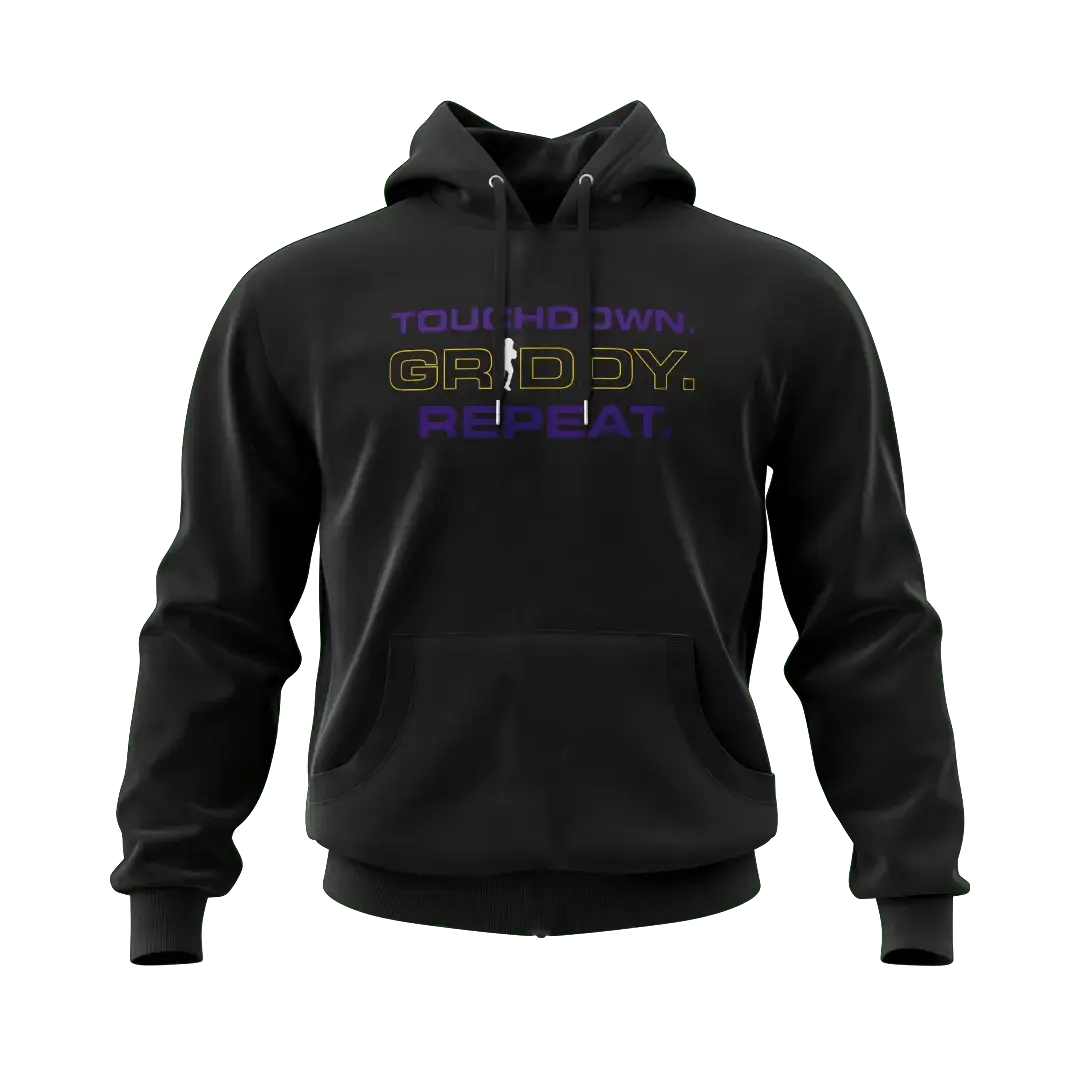 Griddy Touchdown Griddy Repeat Purple & Gold Hoodie