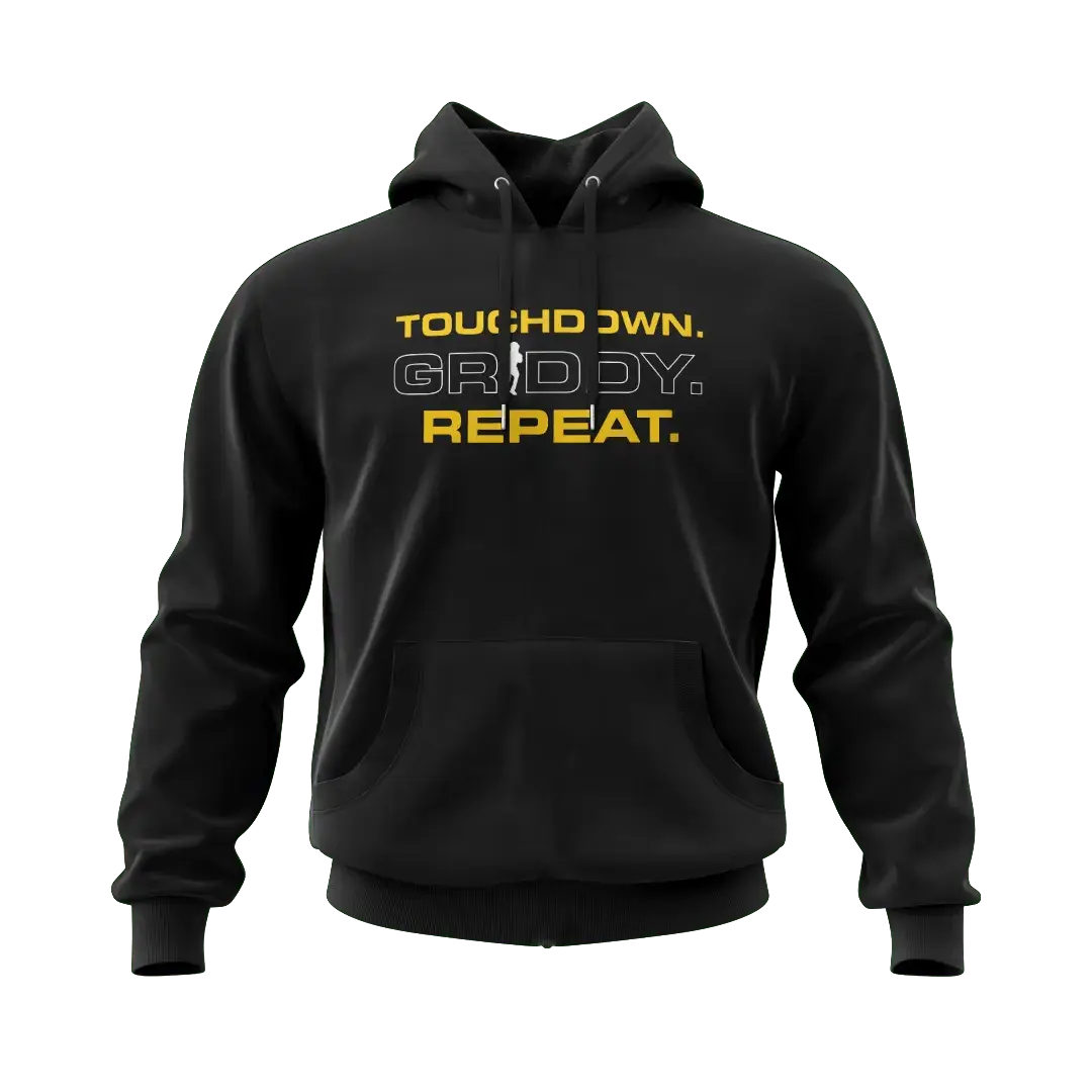 Griddy Touchdown Griddy Repeat Gold & White Hoodie