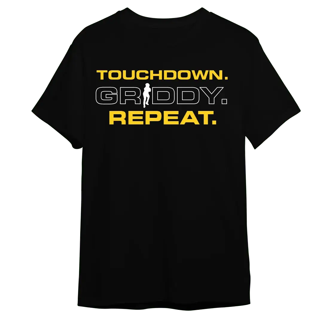 Griddy Touchdown Griddy & White Repeat Gold T-Shirt