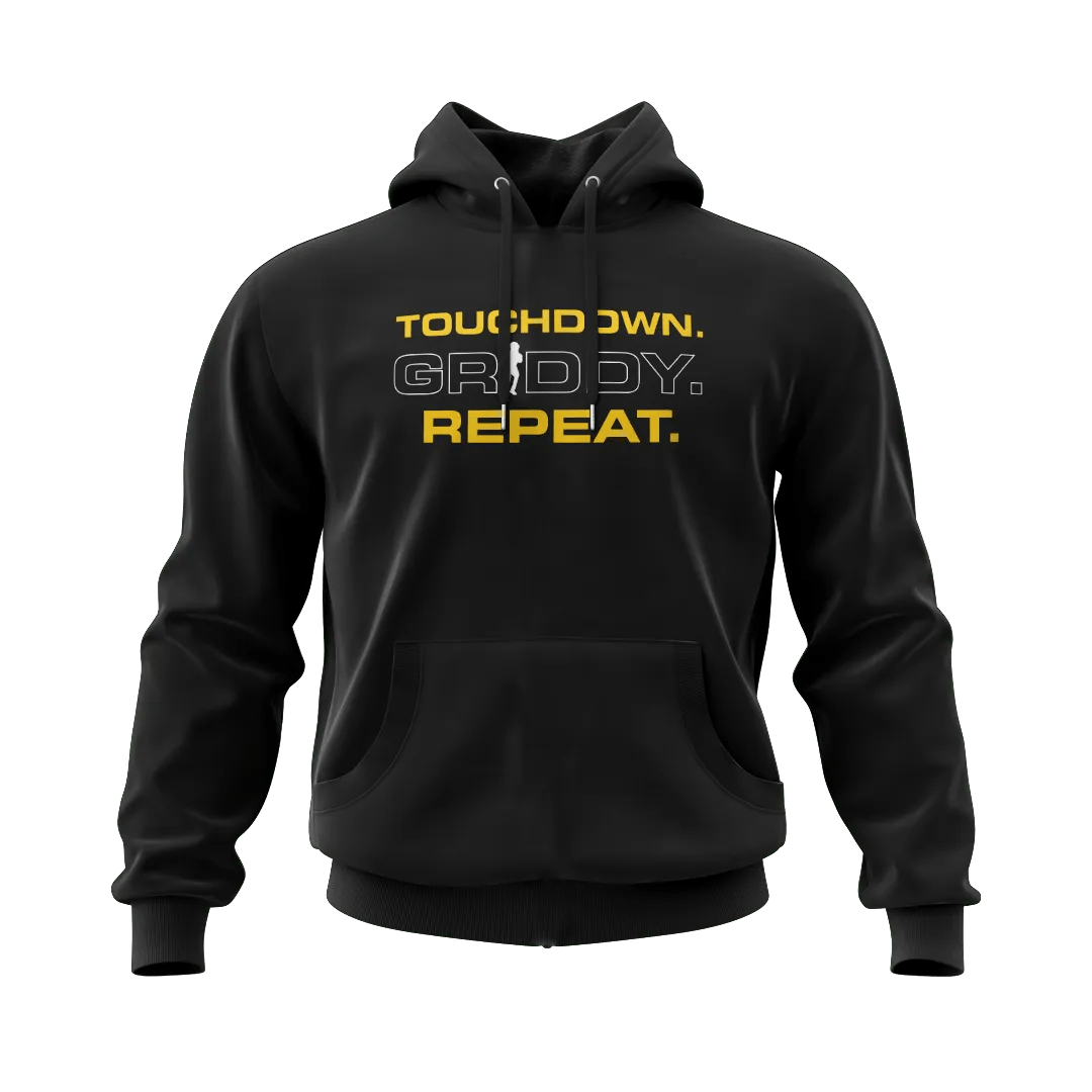 Griddy Touchdown Griddy Repeat Gold & White Hoodie