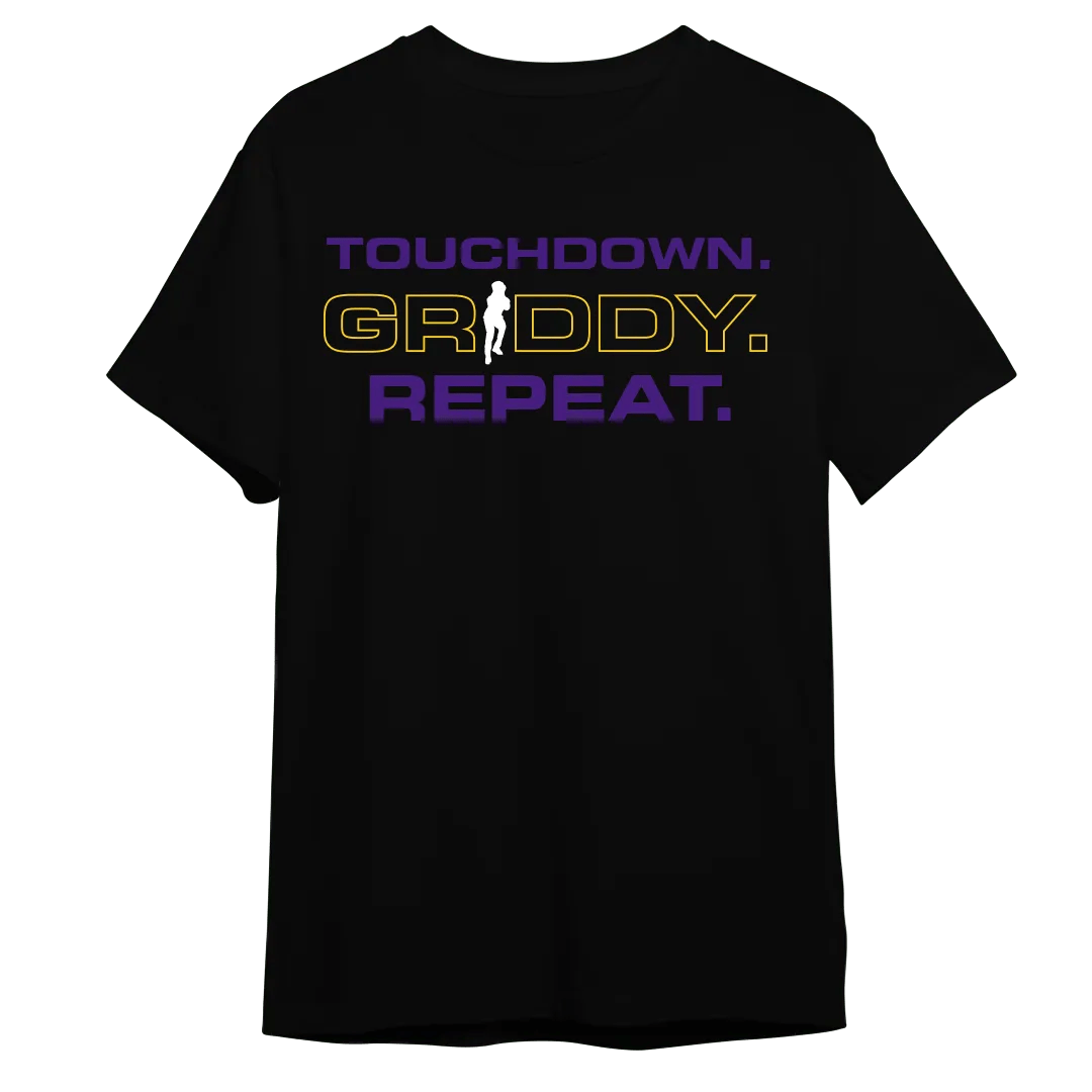 Griddy Touchdown Griddy Repeat Purple & Gold T-Shirt