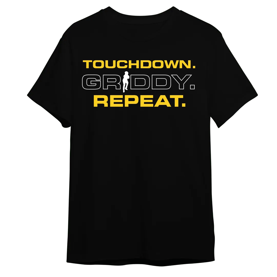 Griddy Touchdown Griddy & White Repeat Gold T-Shirt