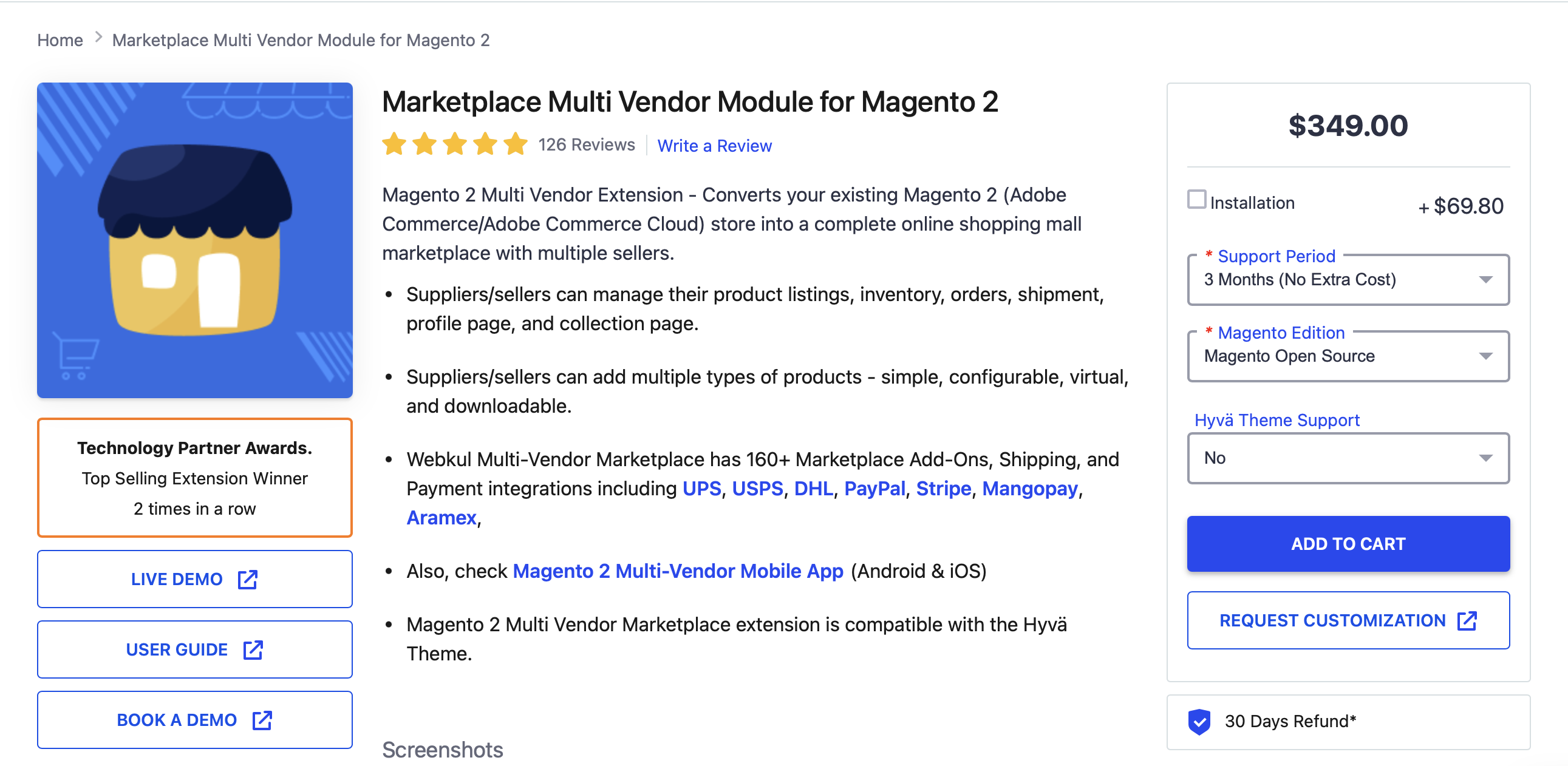 Webkul Multi Vendor Marketplace for Magento