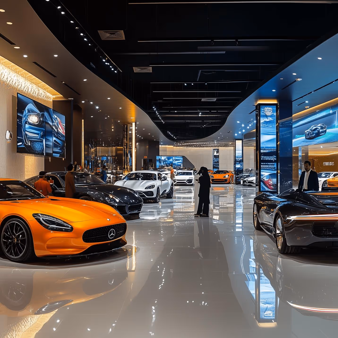 A room with many carsDescription automatically generated