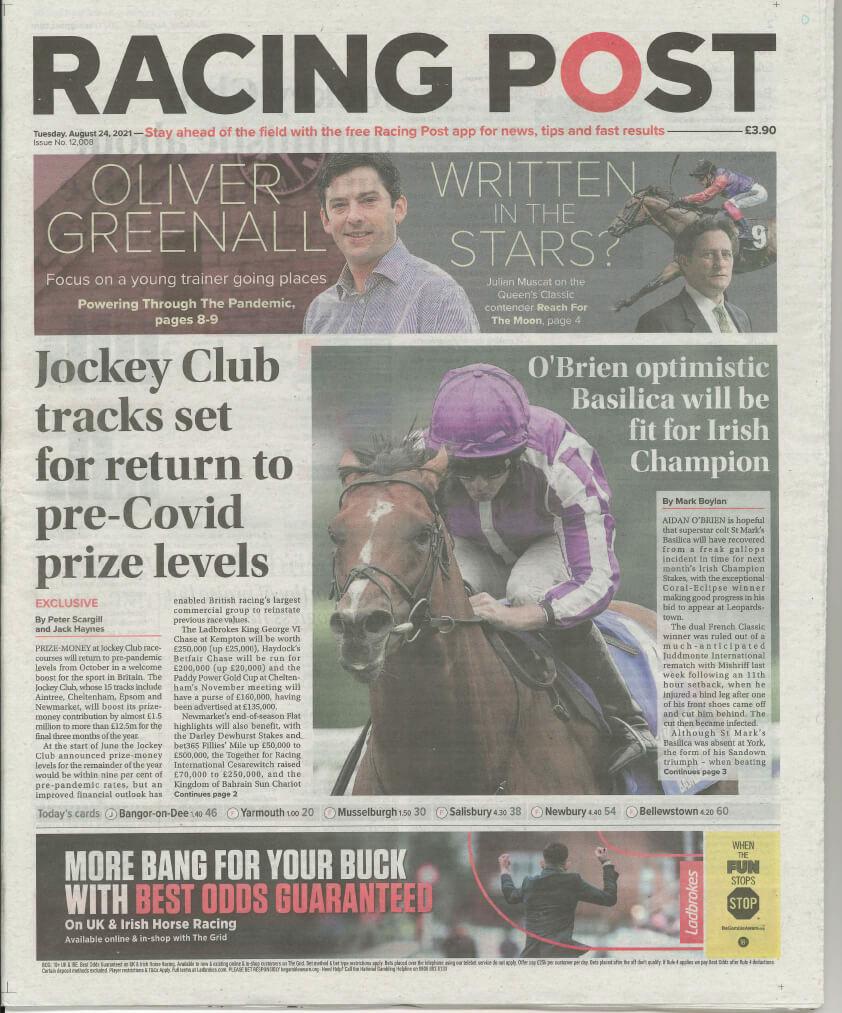 Racing Post article focussing on Stockton Hall | Greenall Guerriero Racing