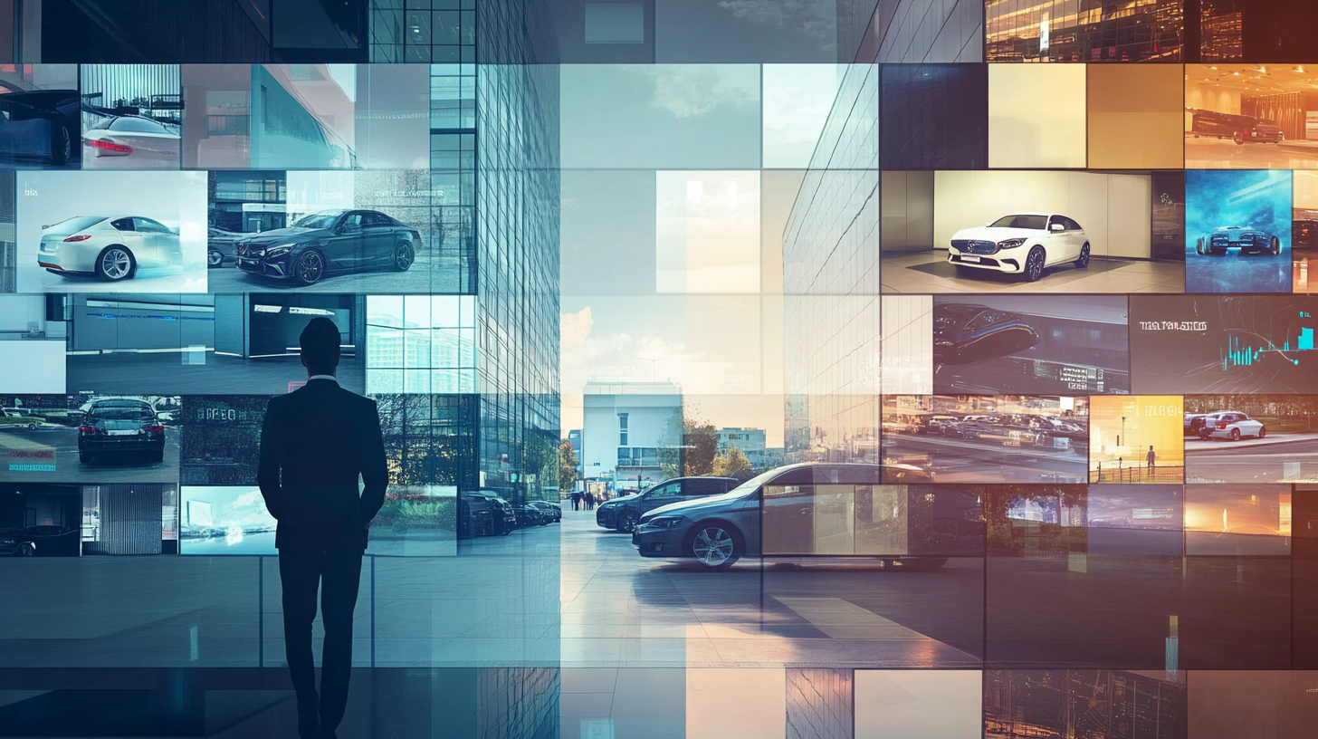 A person walking towards a building with carsDescription automatically generated