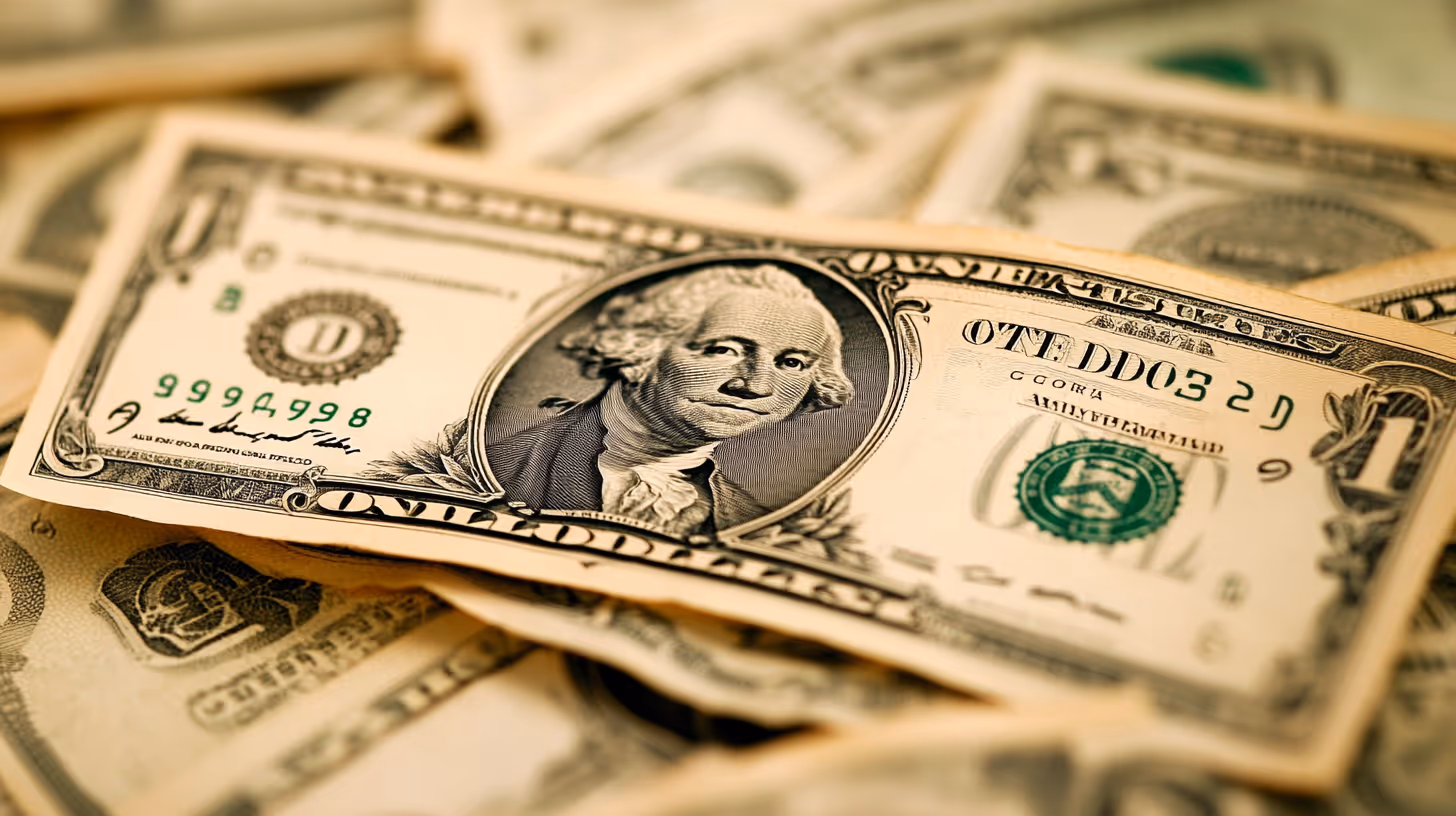 A close-up of a stack of money
