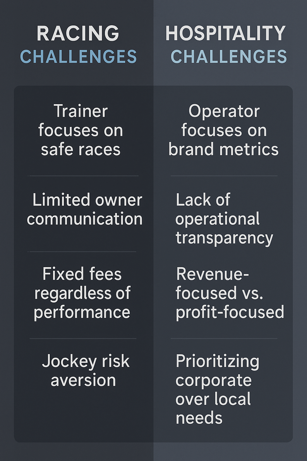 From Track to Five-Star Service: The Agency Problem in Horse Racing and Hospitality