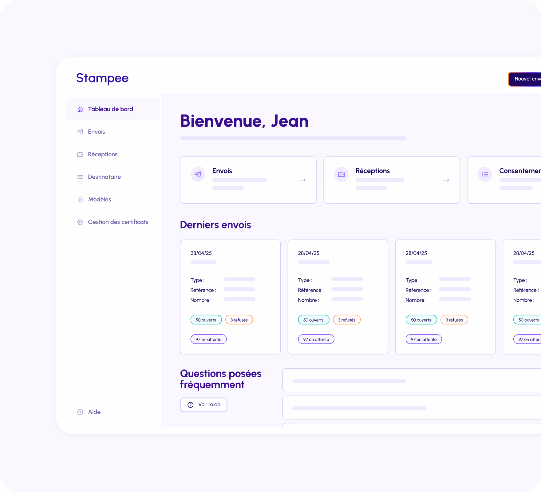 Illustration montrant le dashboard