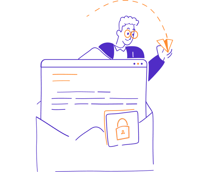 Un homme envoyant un courrier sécurisé