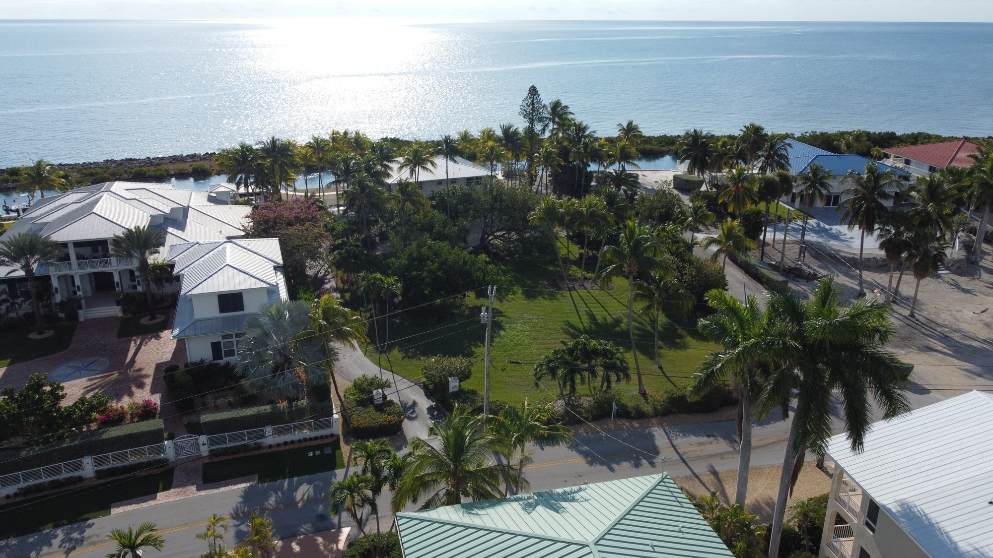 Aerial view of 341 E Seaview Dr and canal, Duck Key