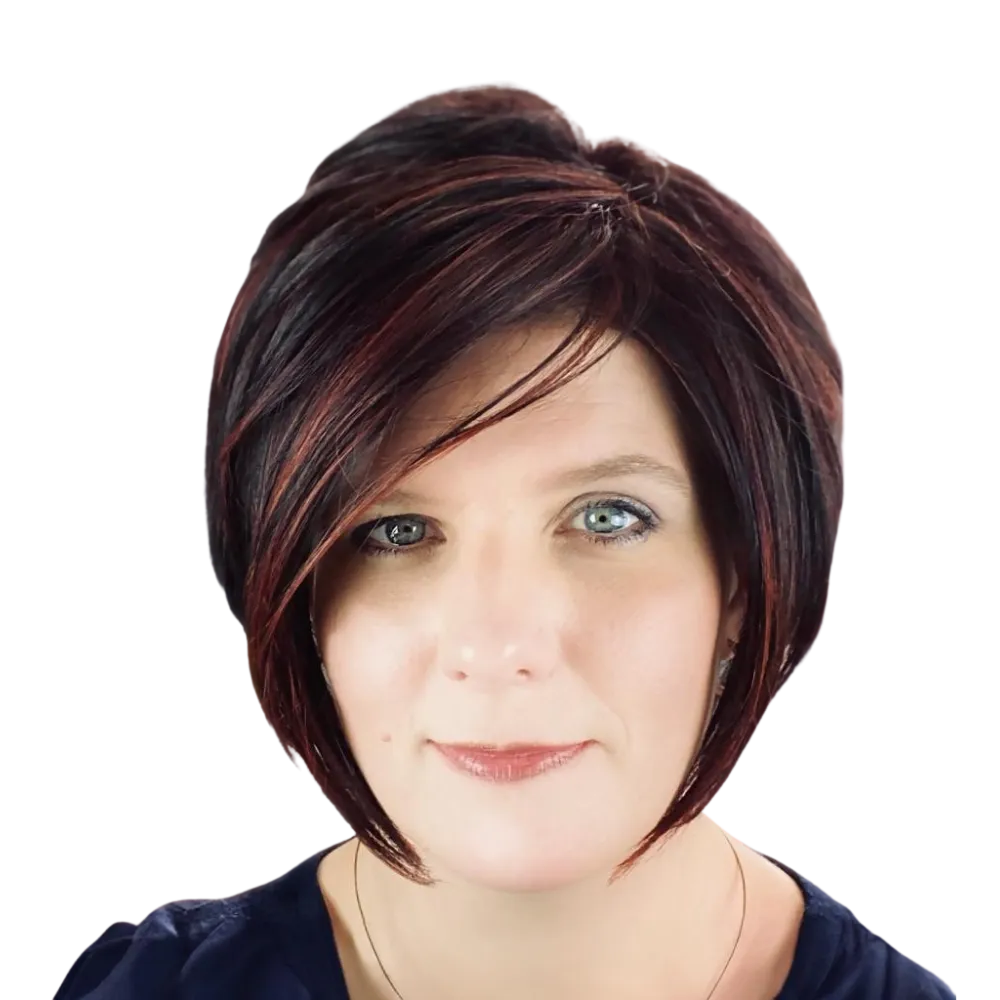 Headshot of a female in a dark blue shirt. 